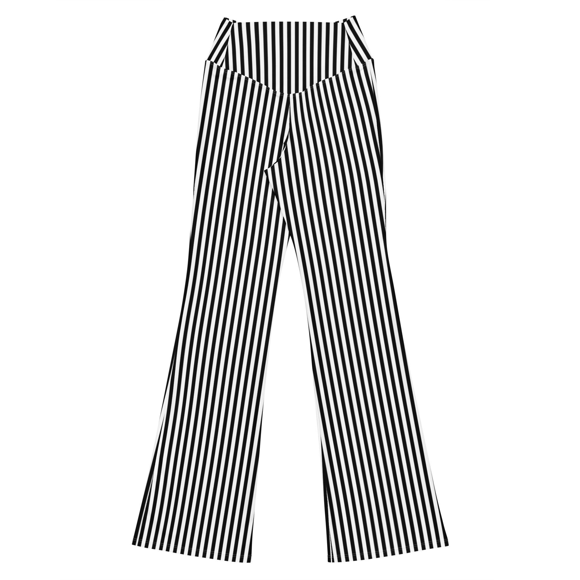 Flare leggings- White and Black Stripes