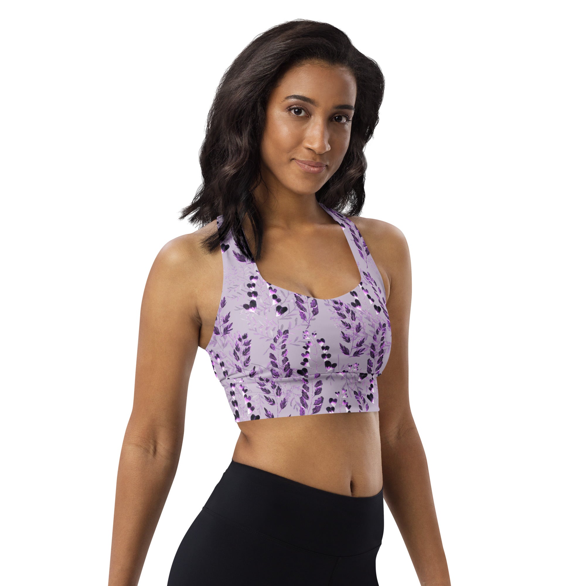 Longline sports bra- Purple Fern