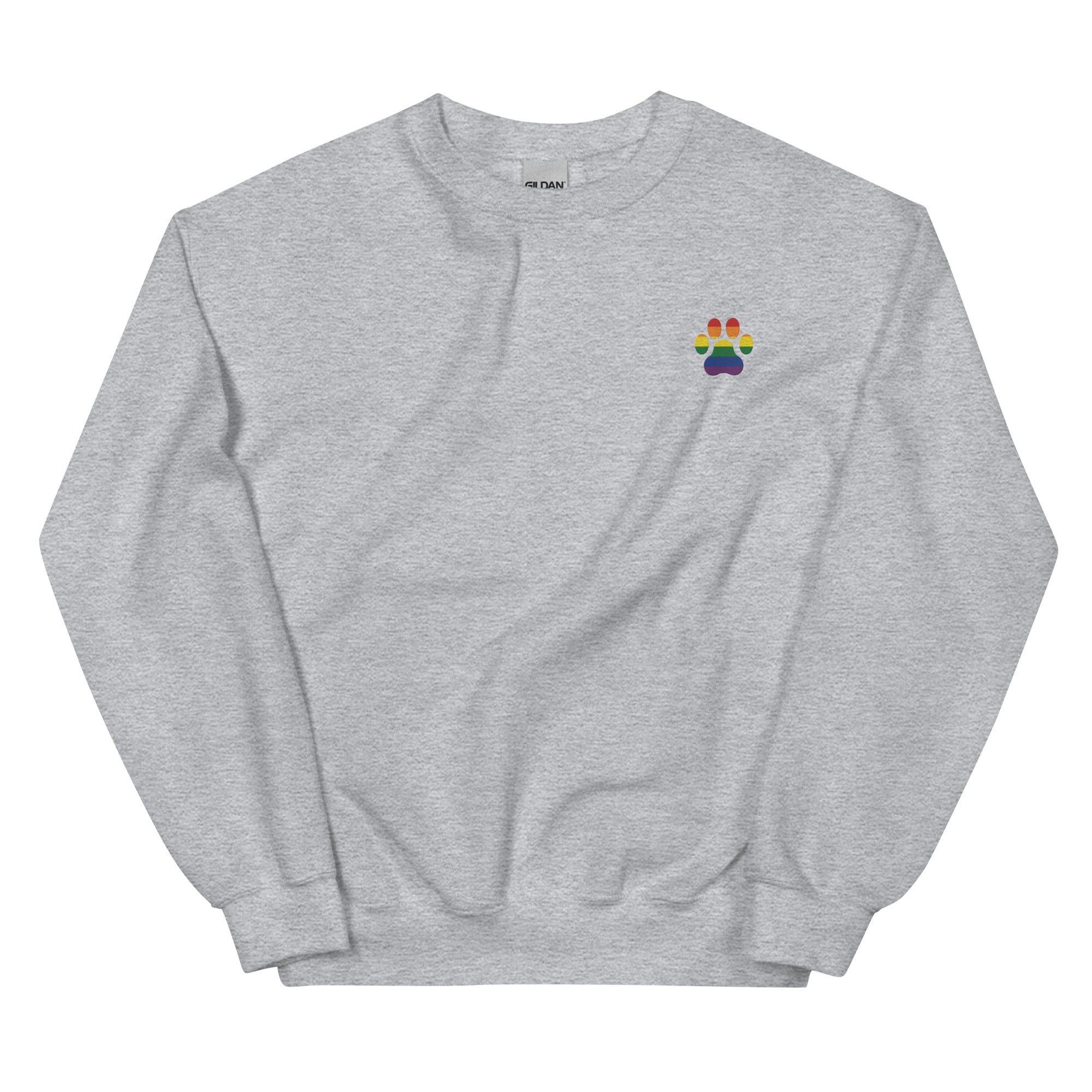 Dog Paw Embroidered Unisex Sweatshirt-Rainbow