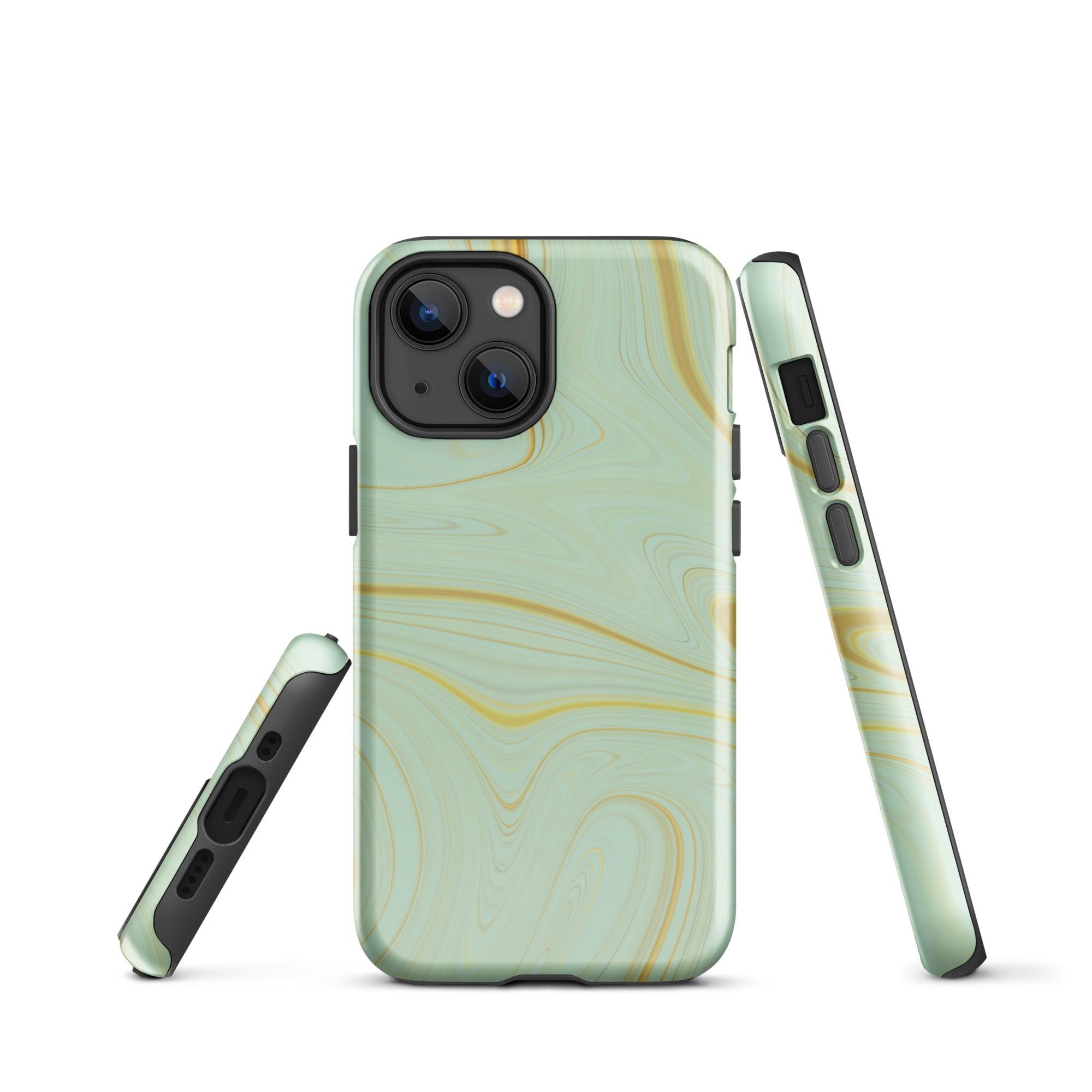 Tough Case for iPhone®- Liquid Gold Marble Green