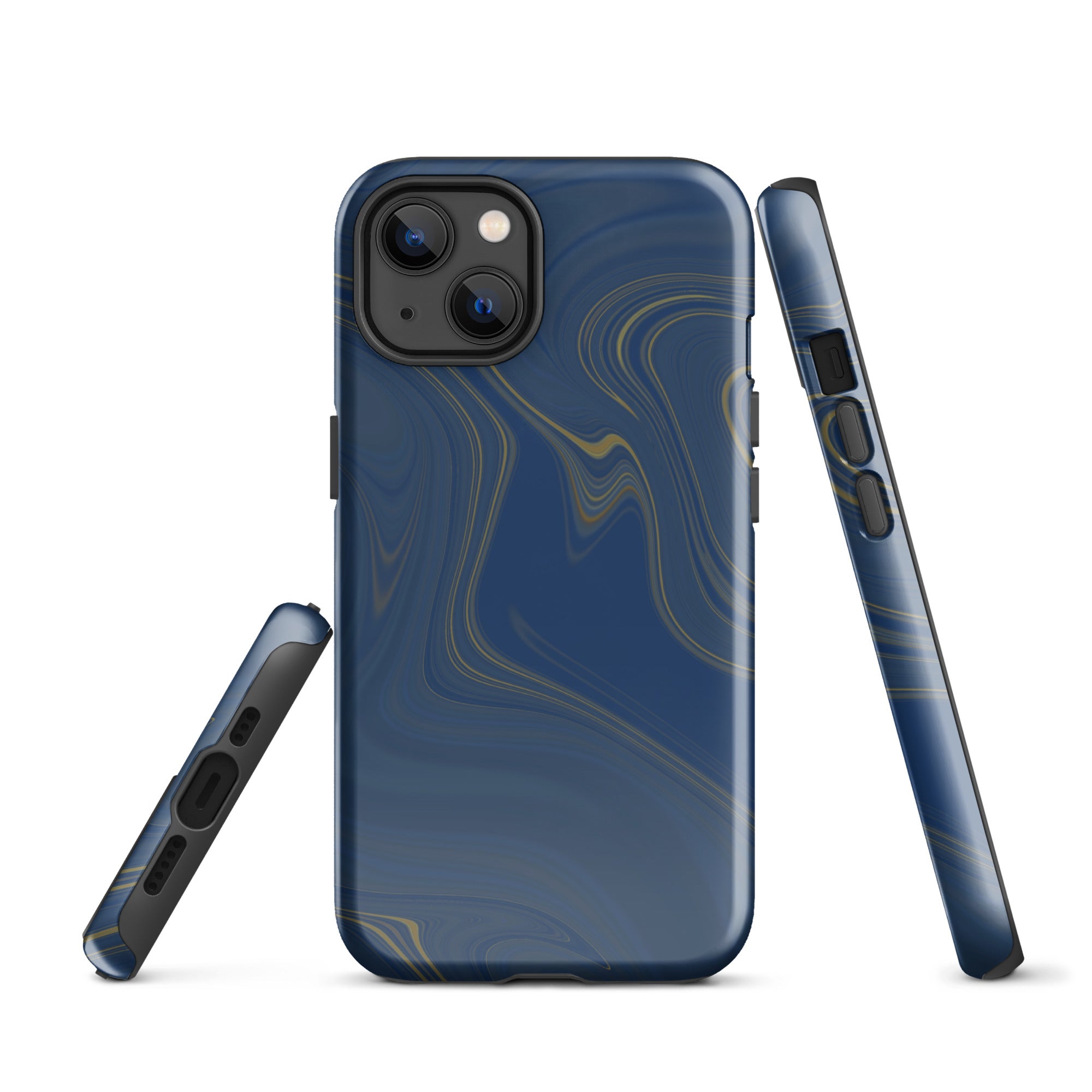 Tough Case for iPhone®- Liquid Gold Marble Blue