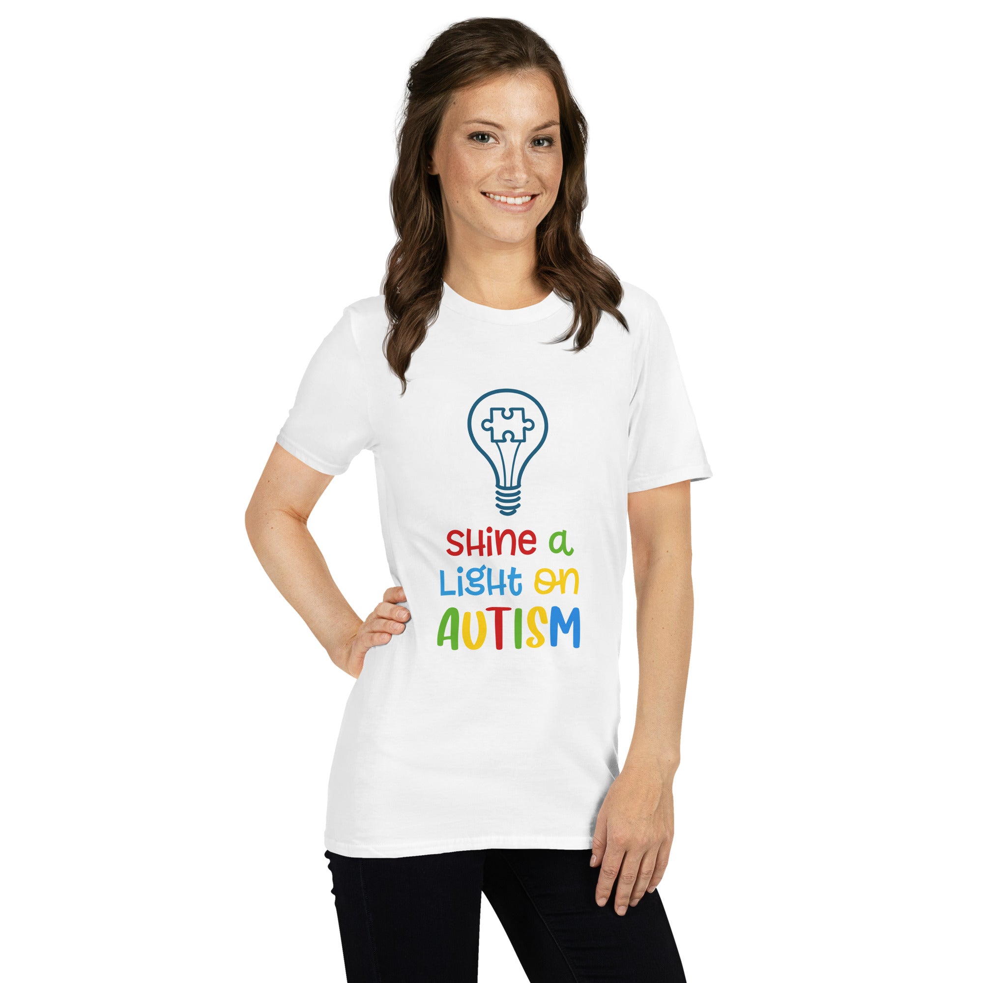 Short-Sleeve Unisex T-Shirt- Shine a light on autism
