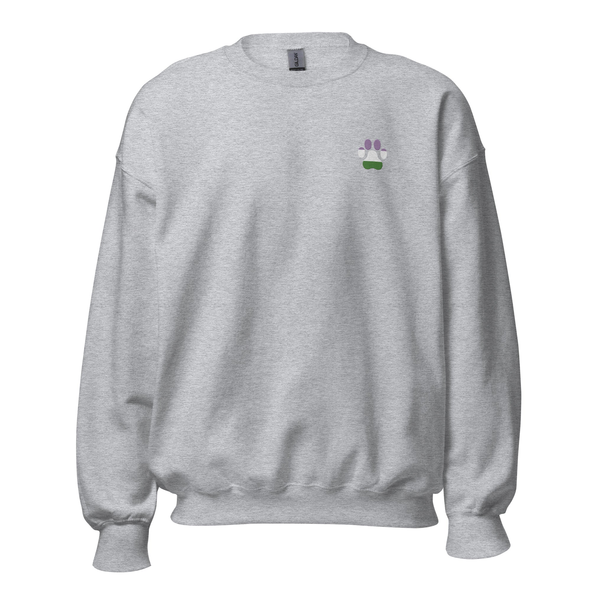 Dog Paw Embroidered Unisex Sweatshirt-Genderqueer