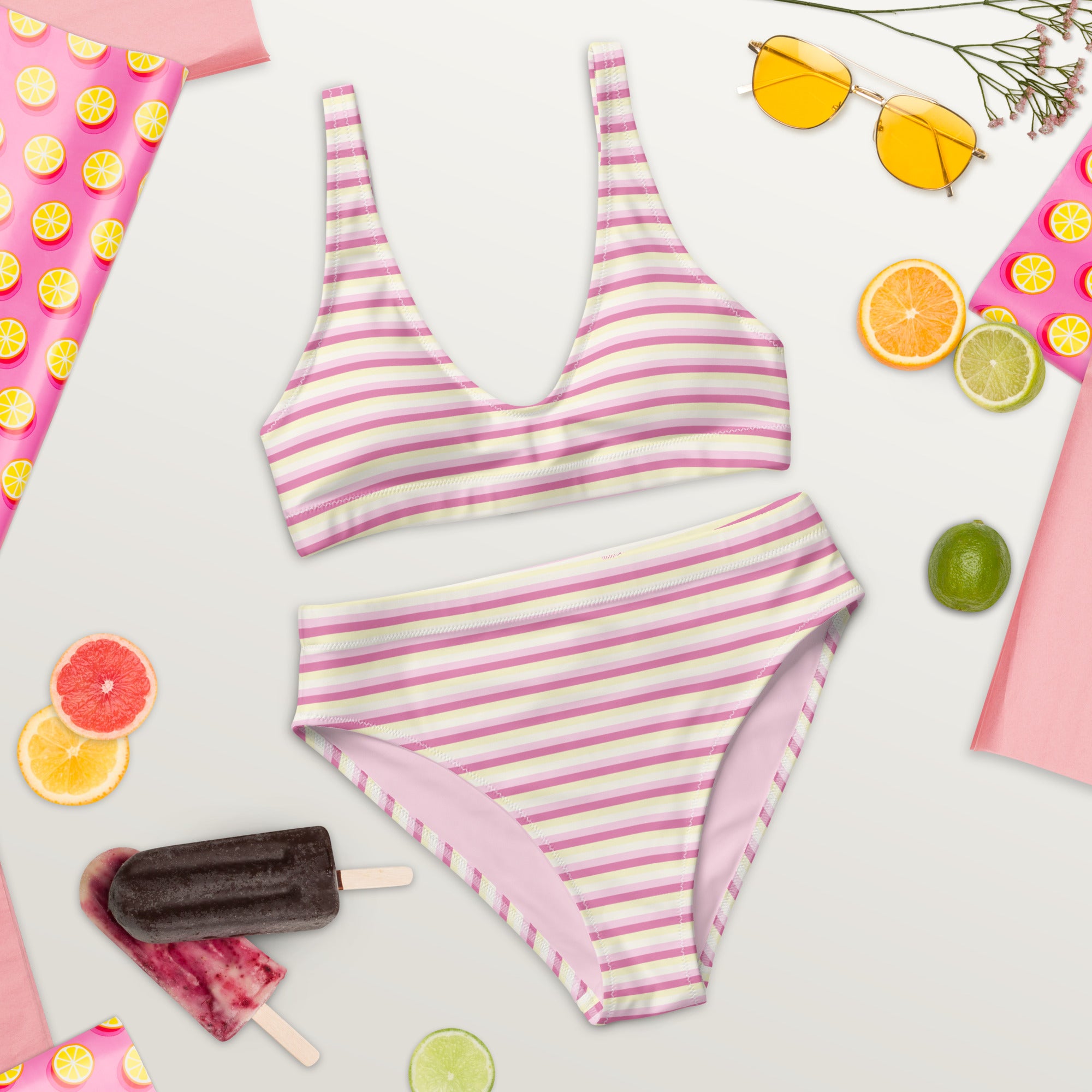 Recycled High-Waisted Colorful Striped Bikini II