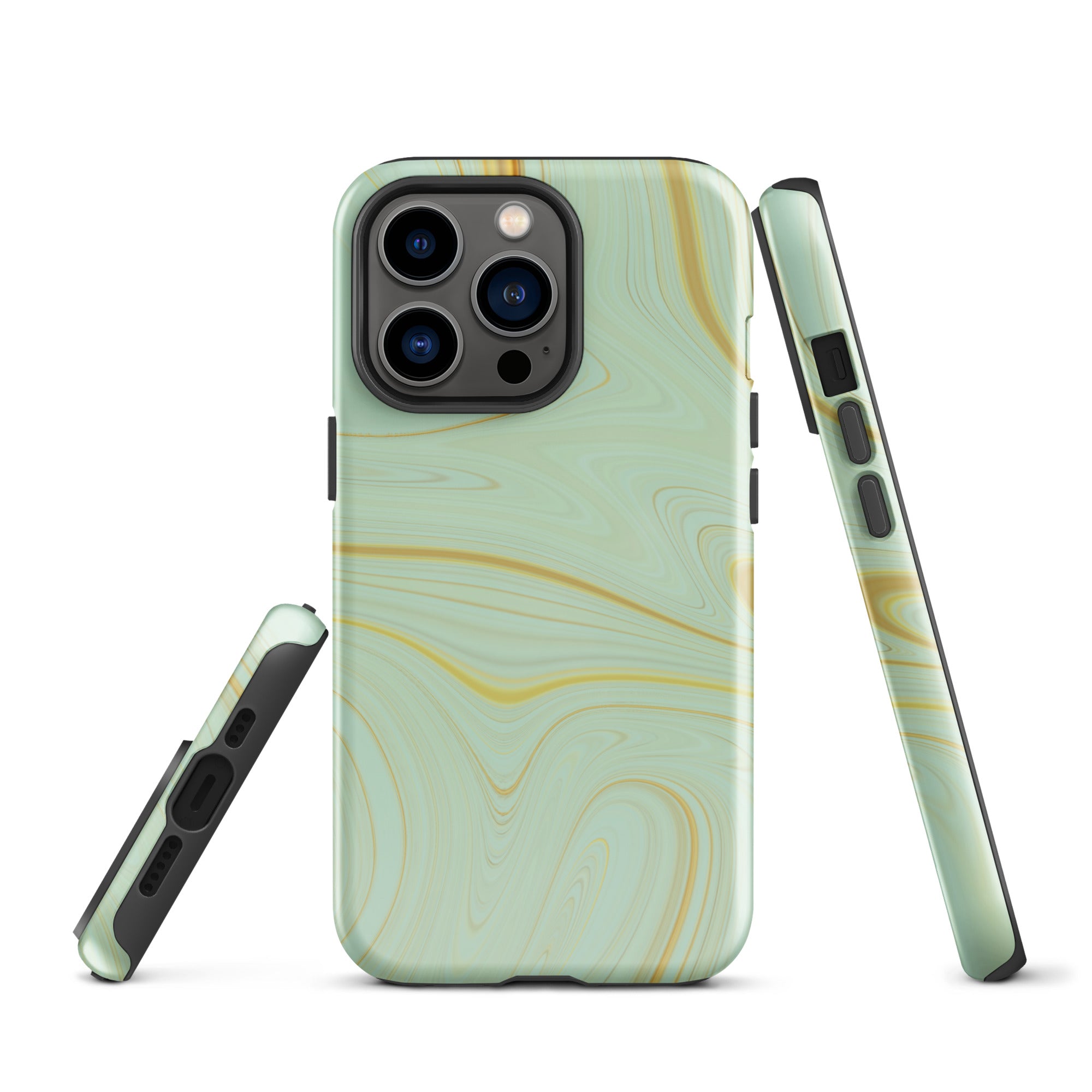Tough Case for iPhone®- Liquid Gold Marble Green