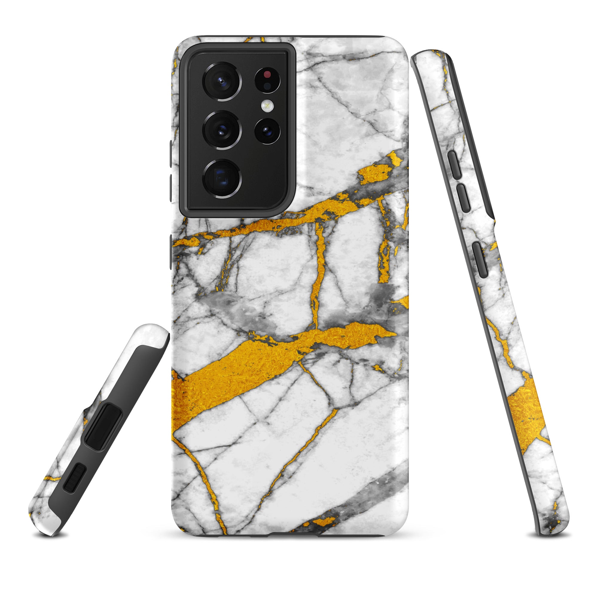 Tough case for Samsung®- Marble White and Gold