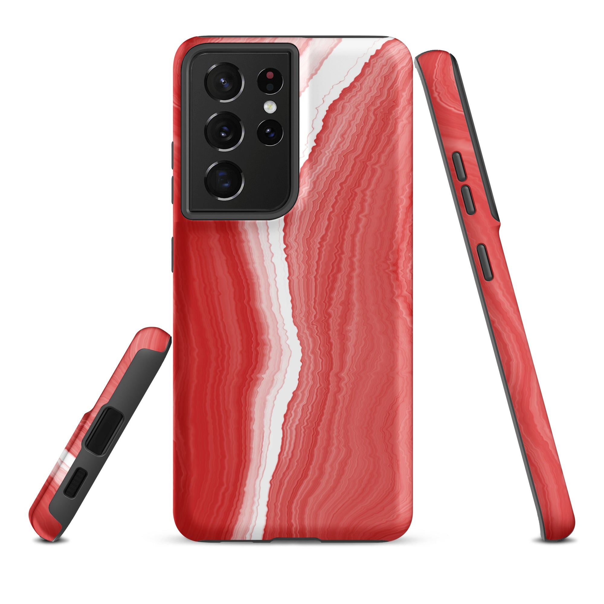 Tough case for Samsung®- Marble Red and White