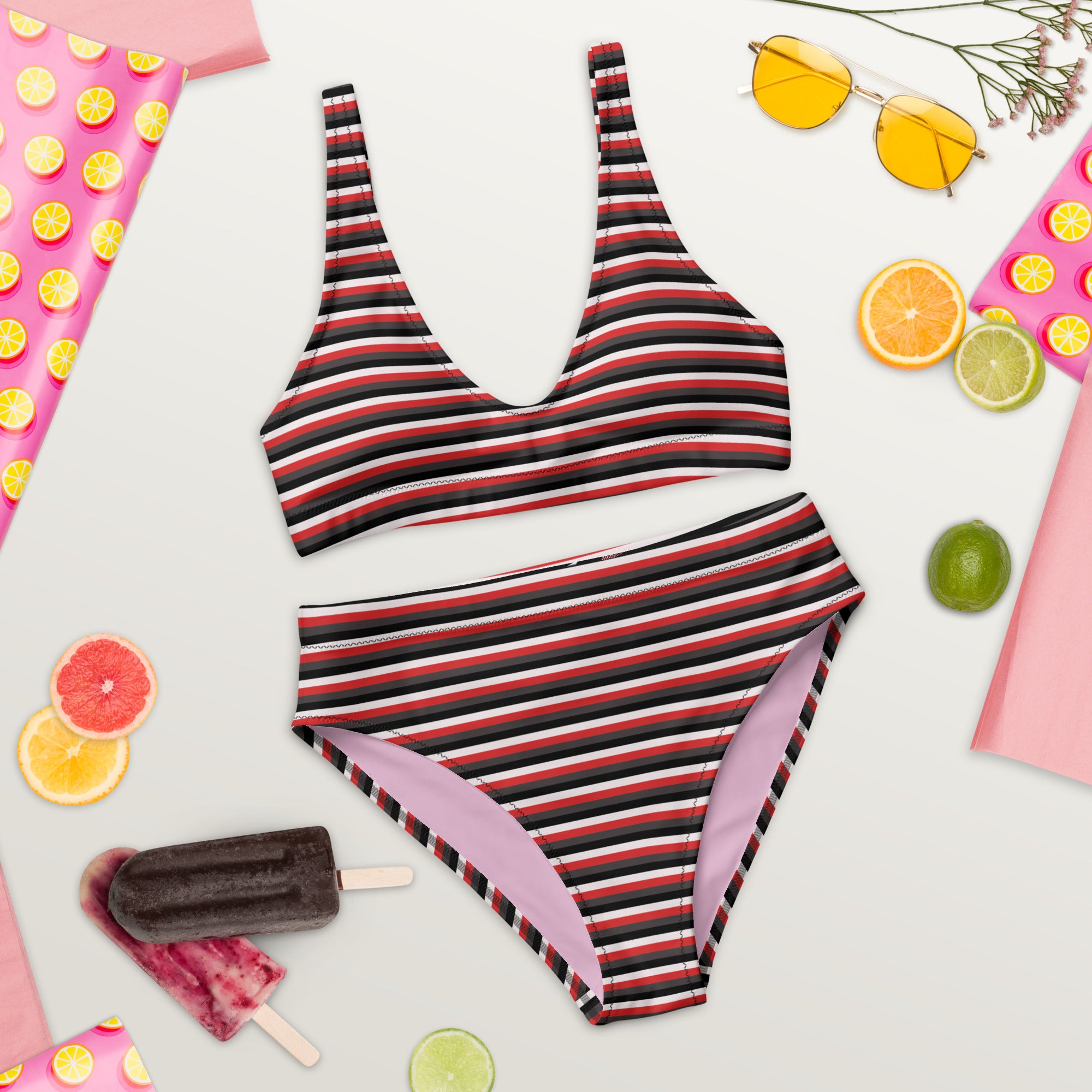 Recycled High-Waisted Colorful Striped Bikini VIII