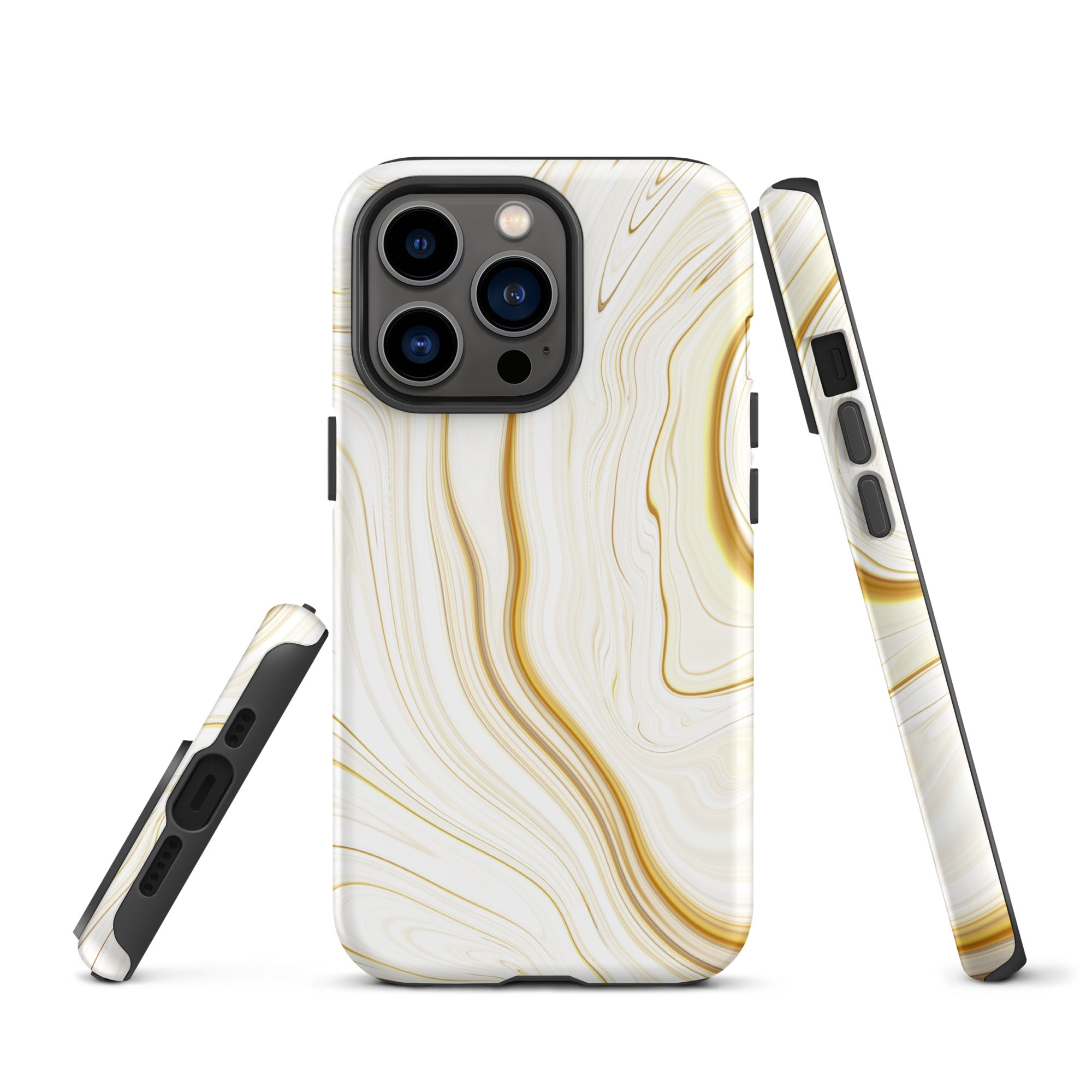 Tough Case for iPhone®- Liquid Gold Marble White
