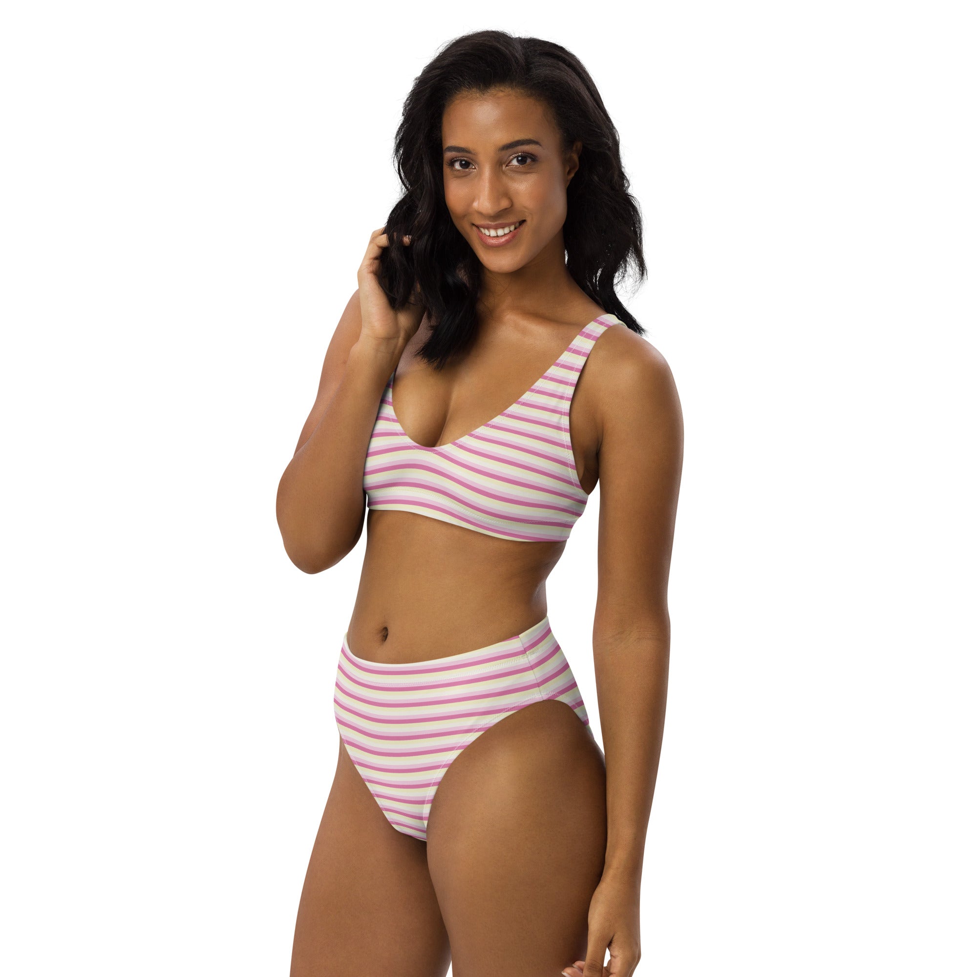 Recycled High-Waisted Colorful Striped Bikini II