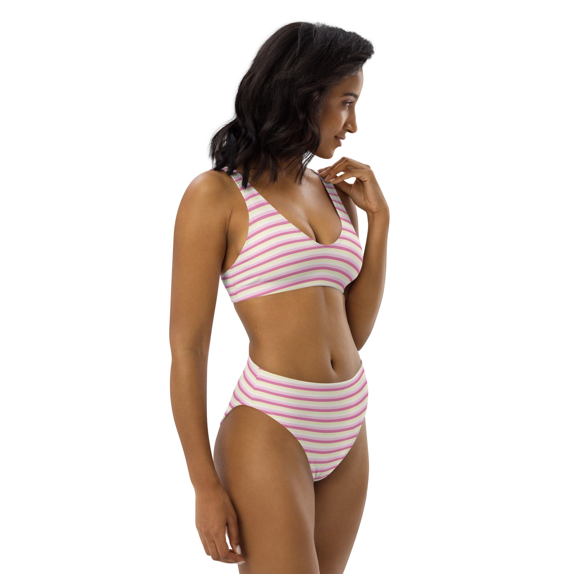 Recycled High-Waisted Colorful Striped Bikini II