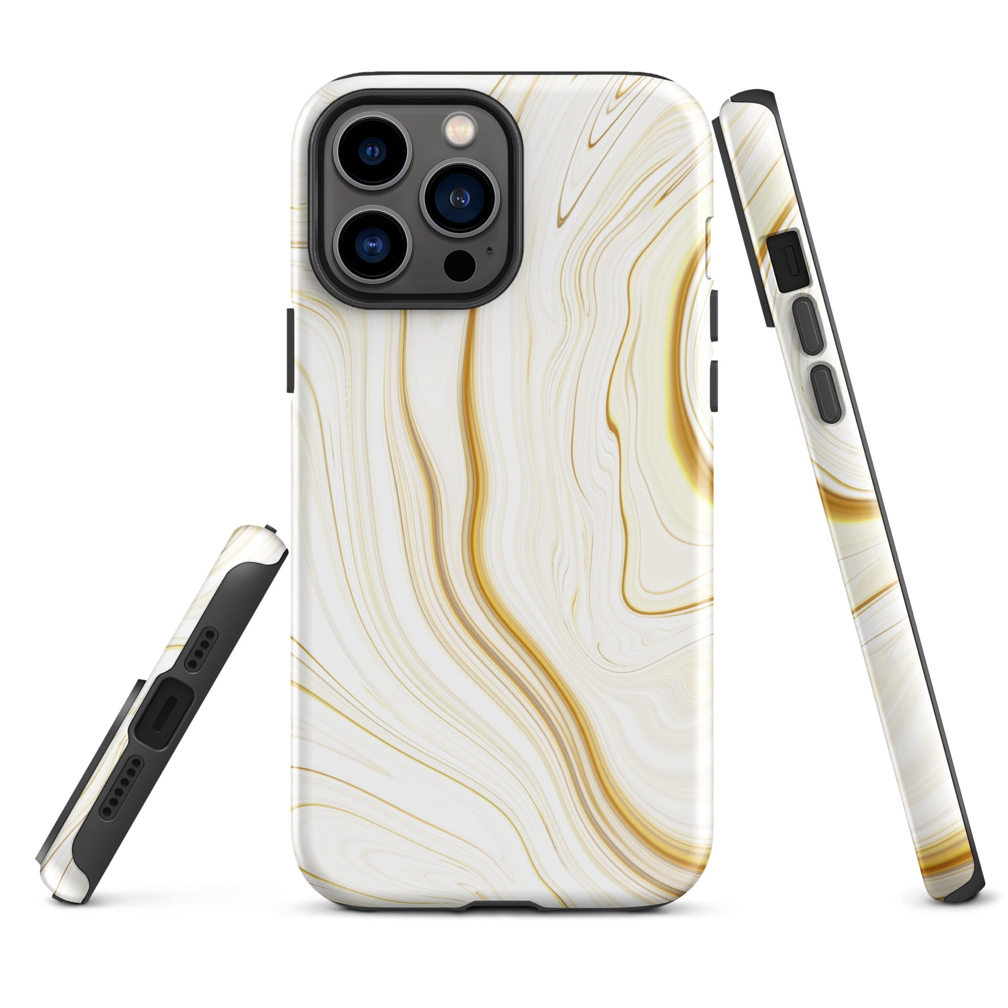 Tough Case for iPhone®- Liquid Gold Marble White