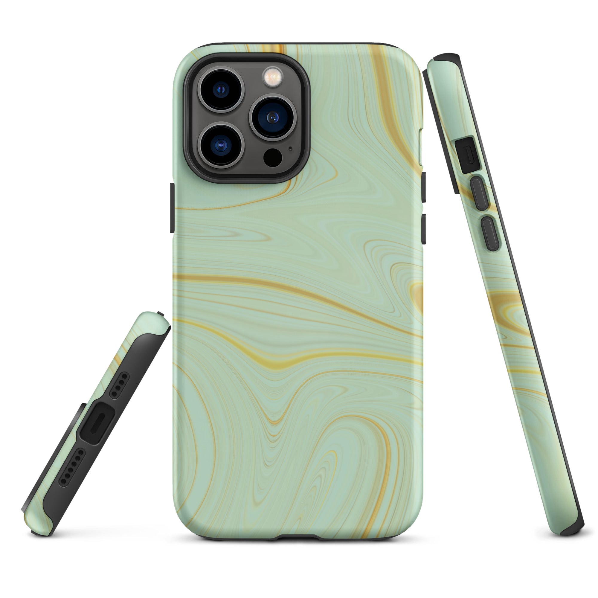 Tough Case for iPhone®- Liquid Gold Marble Green