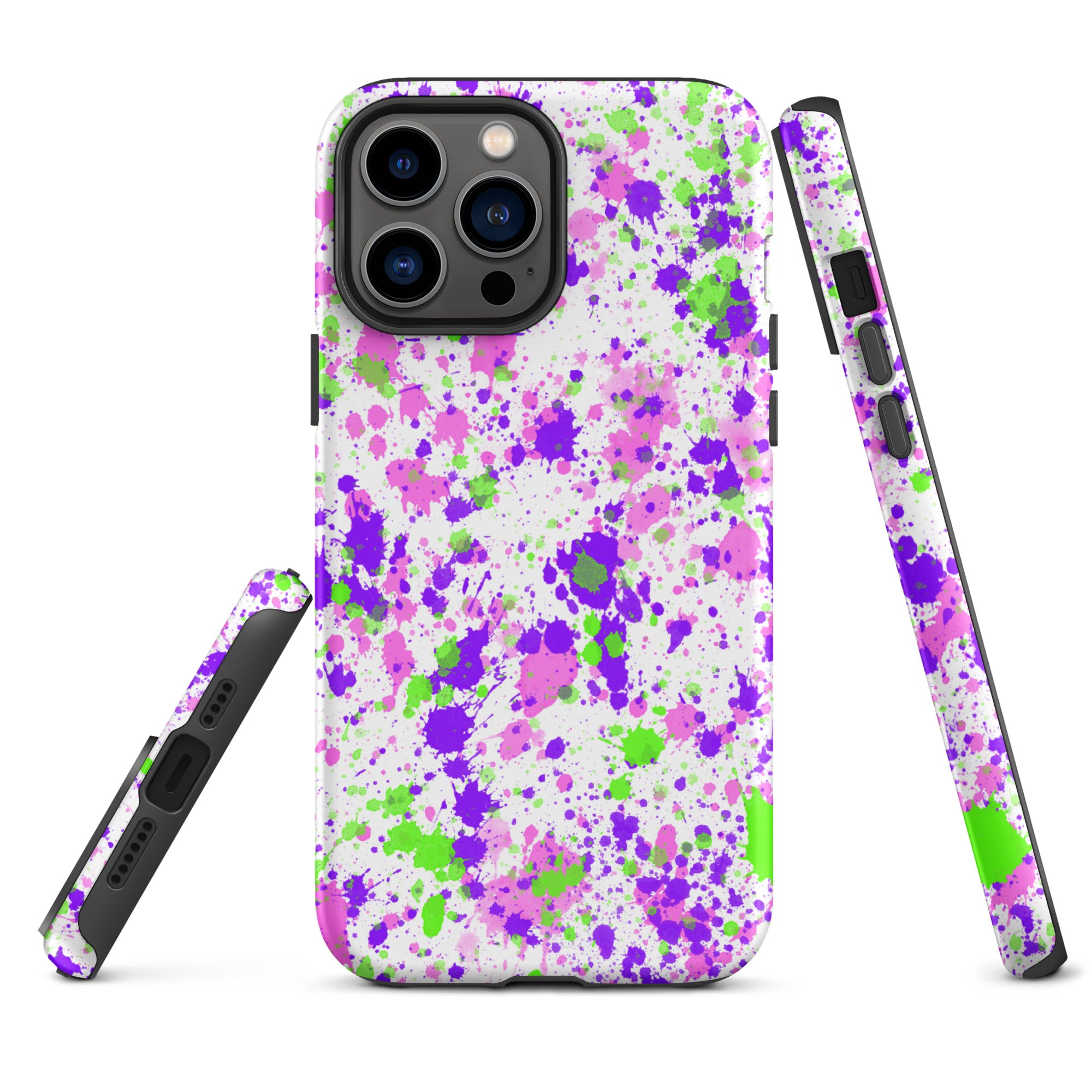 Tough Case for iPhone®- Paint Splatter Purple
