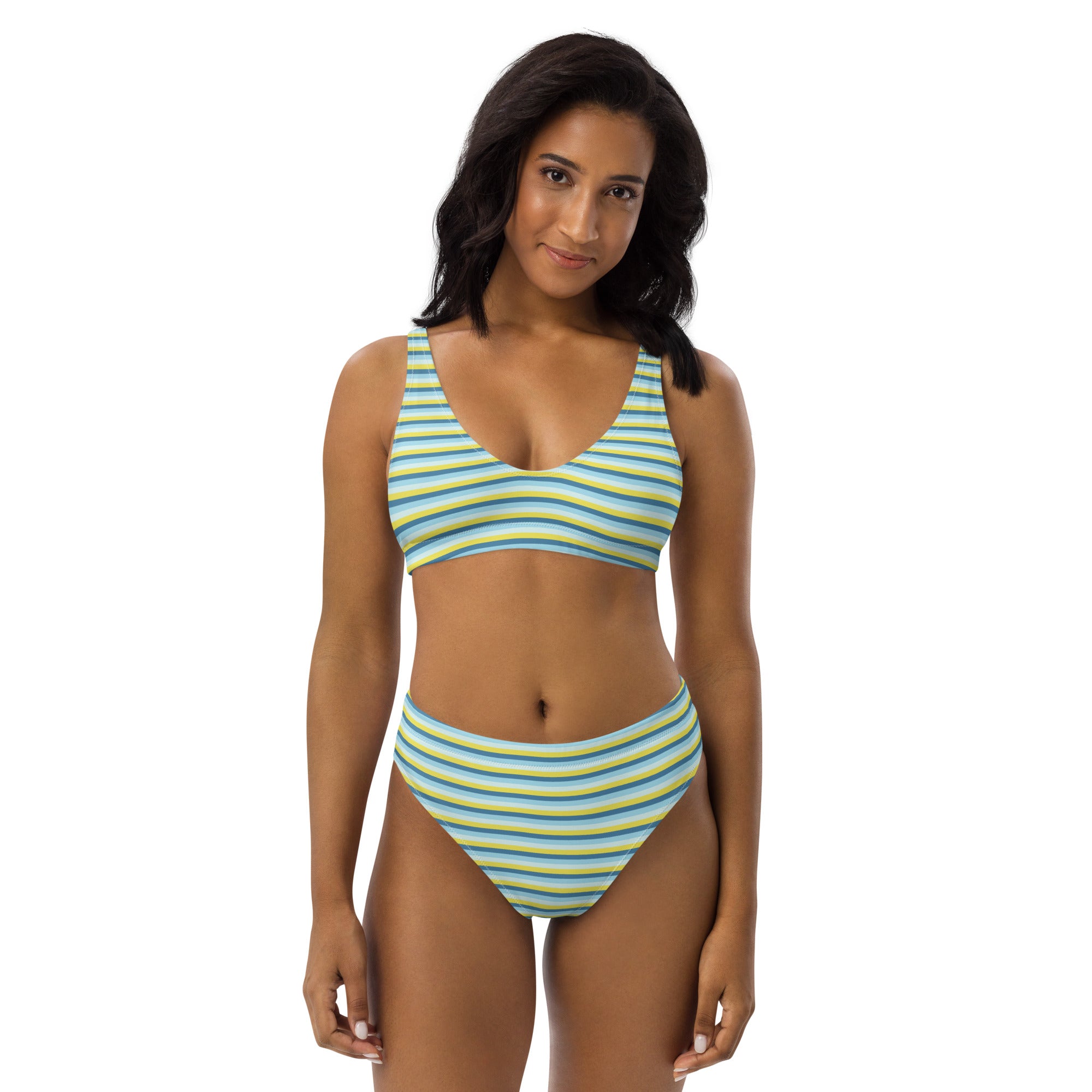 Recycled High-Waisted Colorful Striped Bikini I