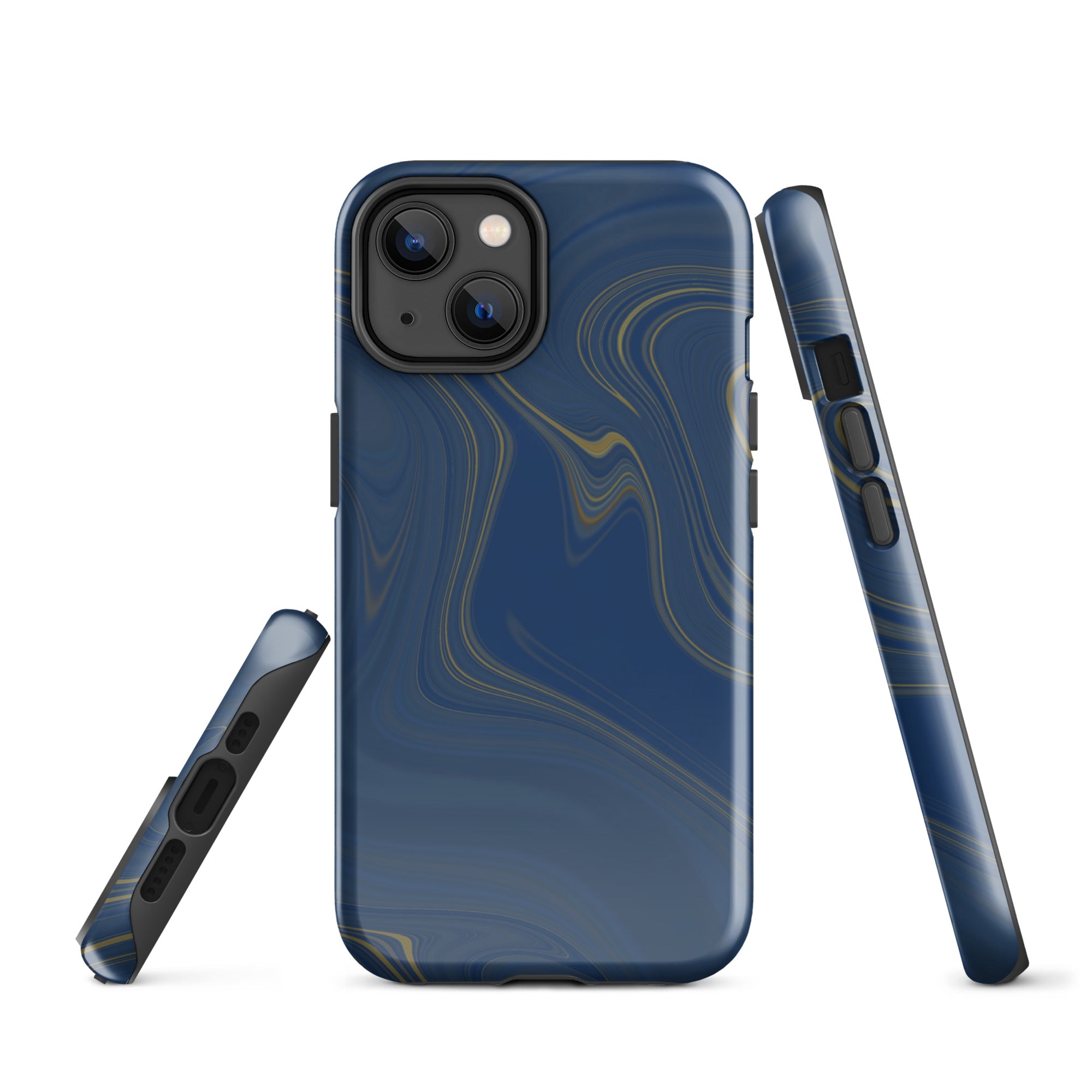 Tough Case for iPhone®- Liquid Gold Marble Blue