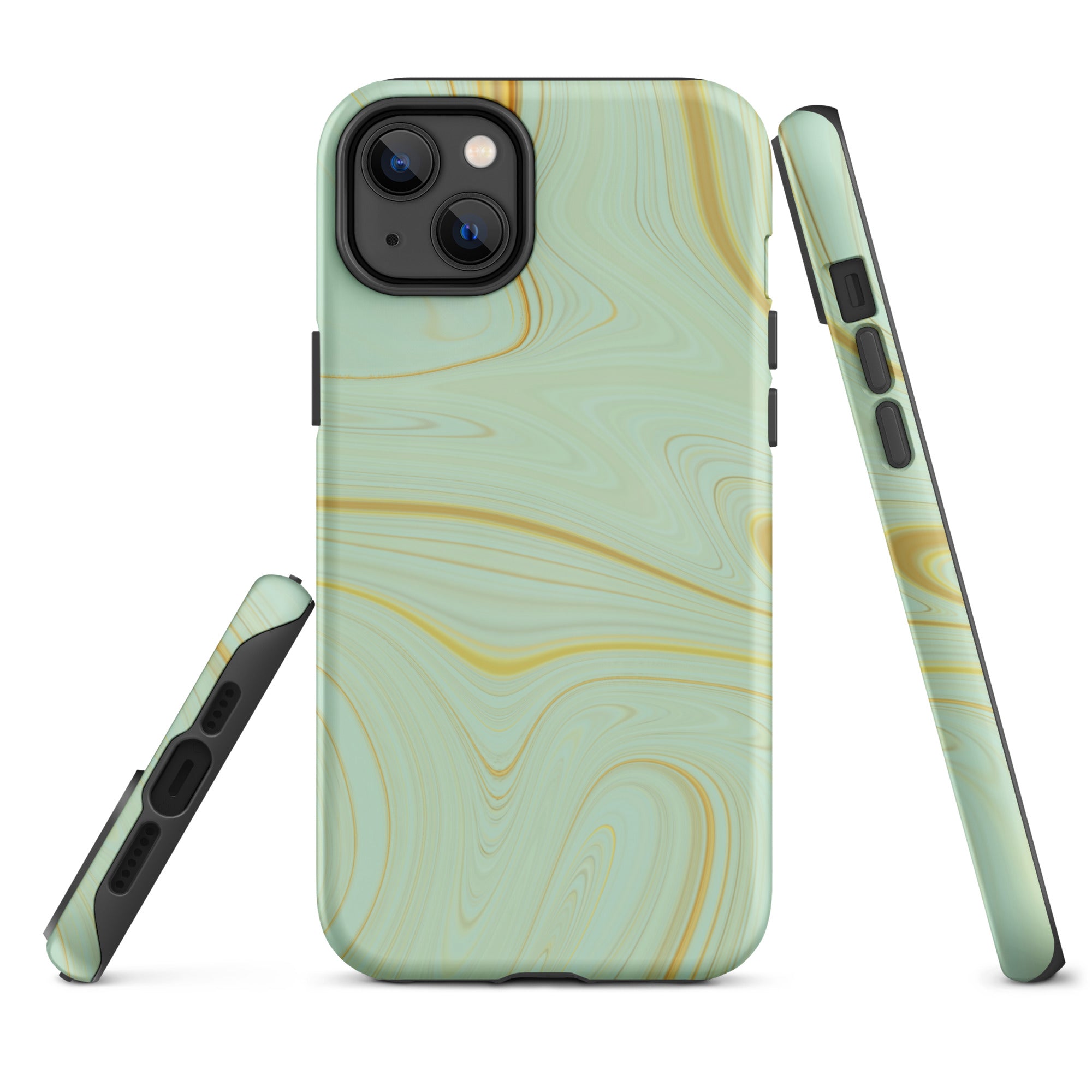 Tough Case for iPhone®- Liquid Gold Marble Green
