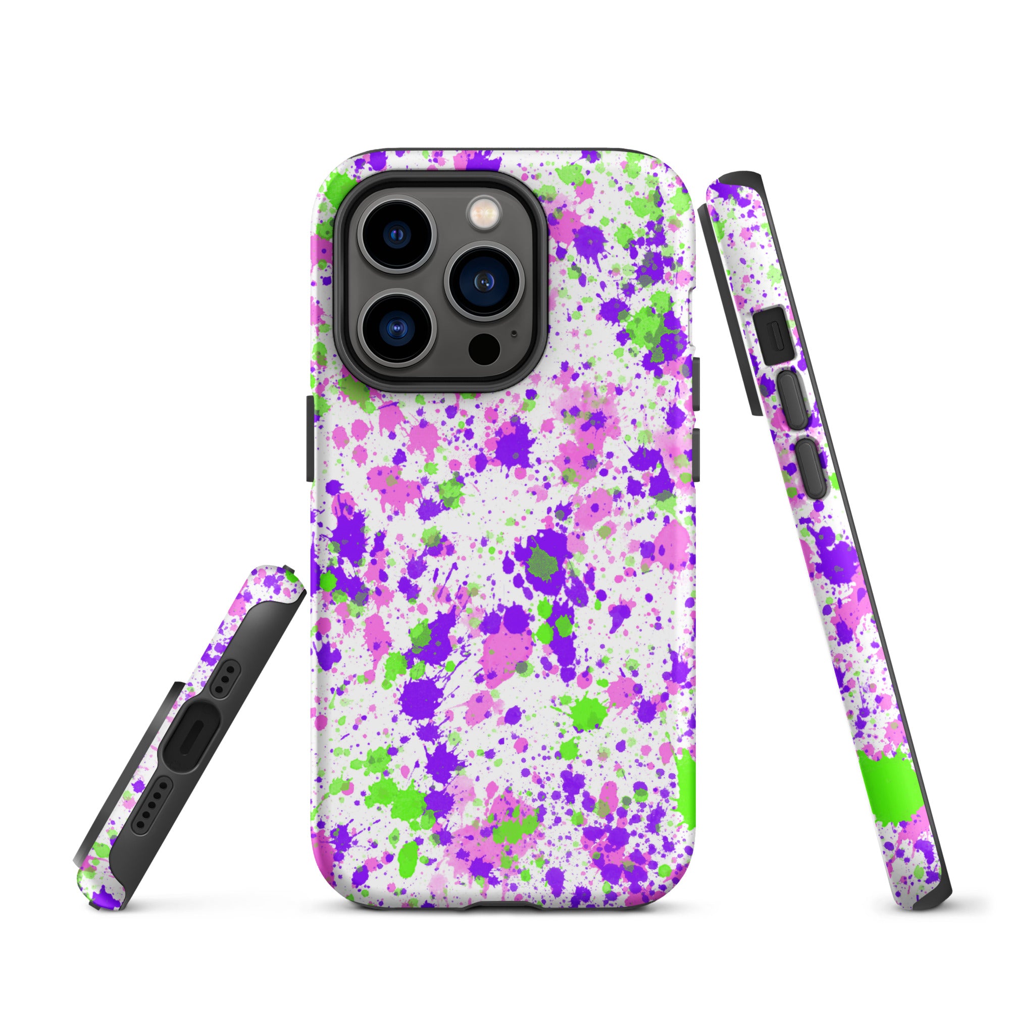 Tough Case for iPhone®- Paint Splatter Purple