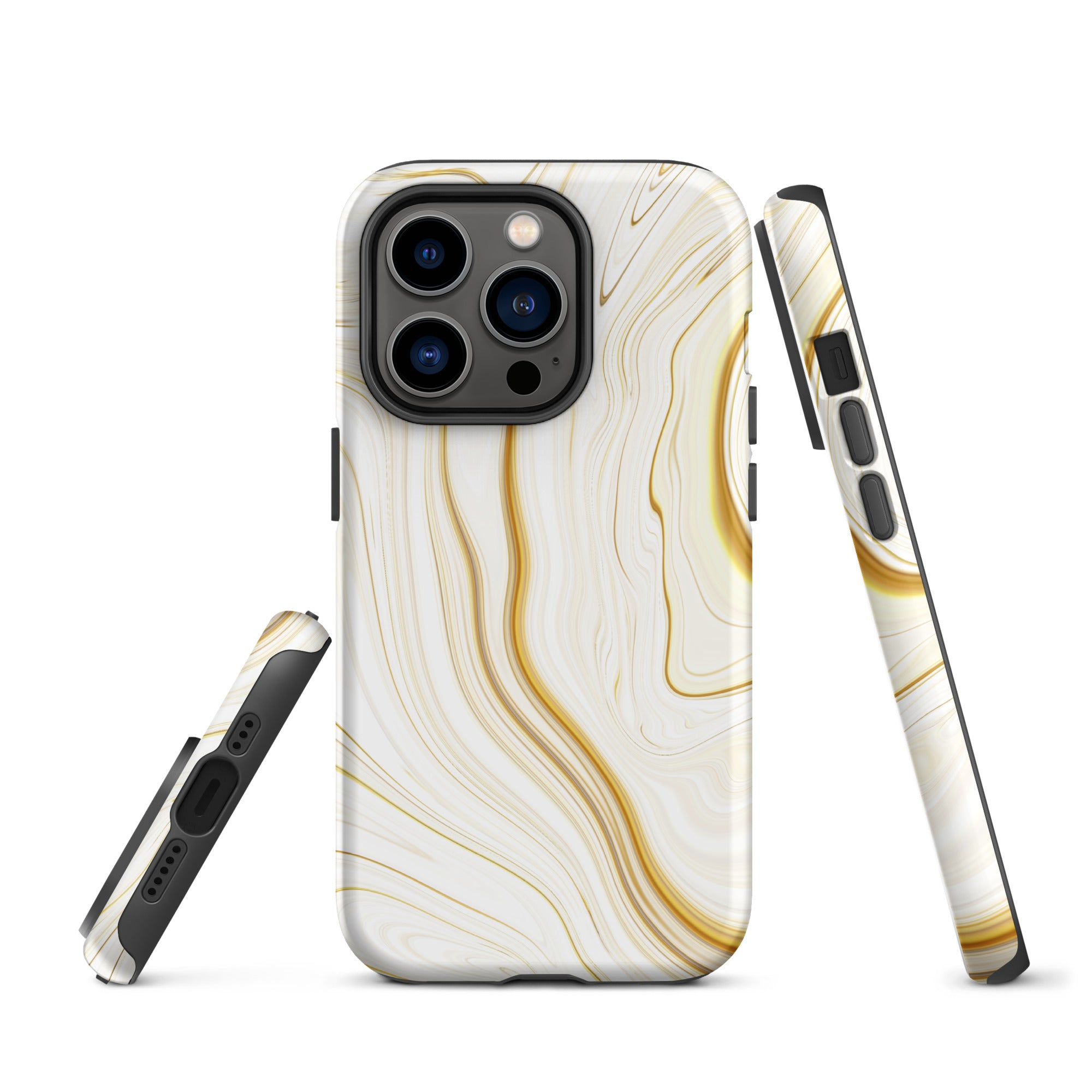 Tough Case for iPhone®- Liquid Gold Marble White
