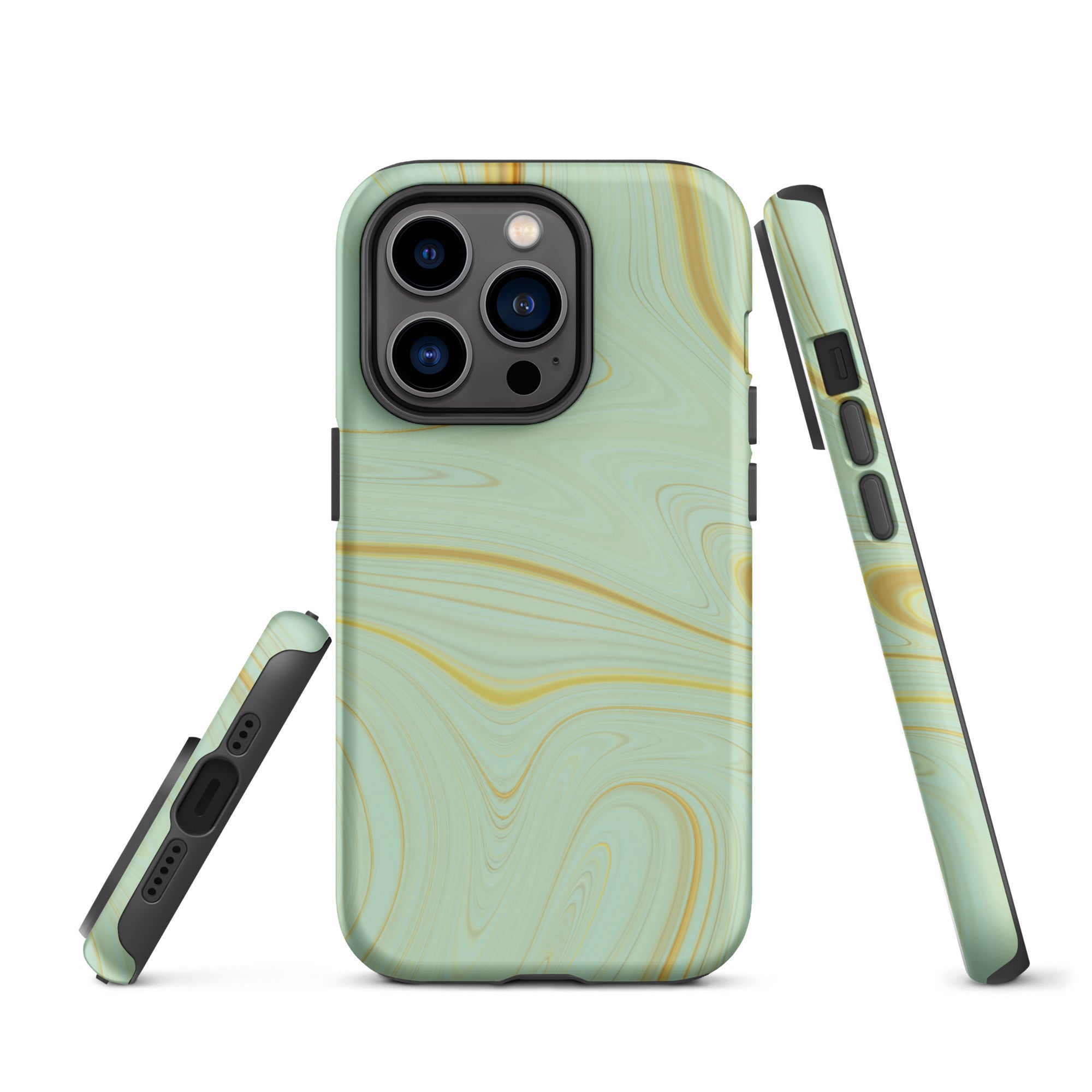 Tough Case for iPhone®- Liquid Gold Marble Green