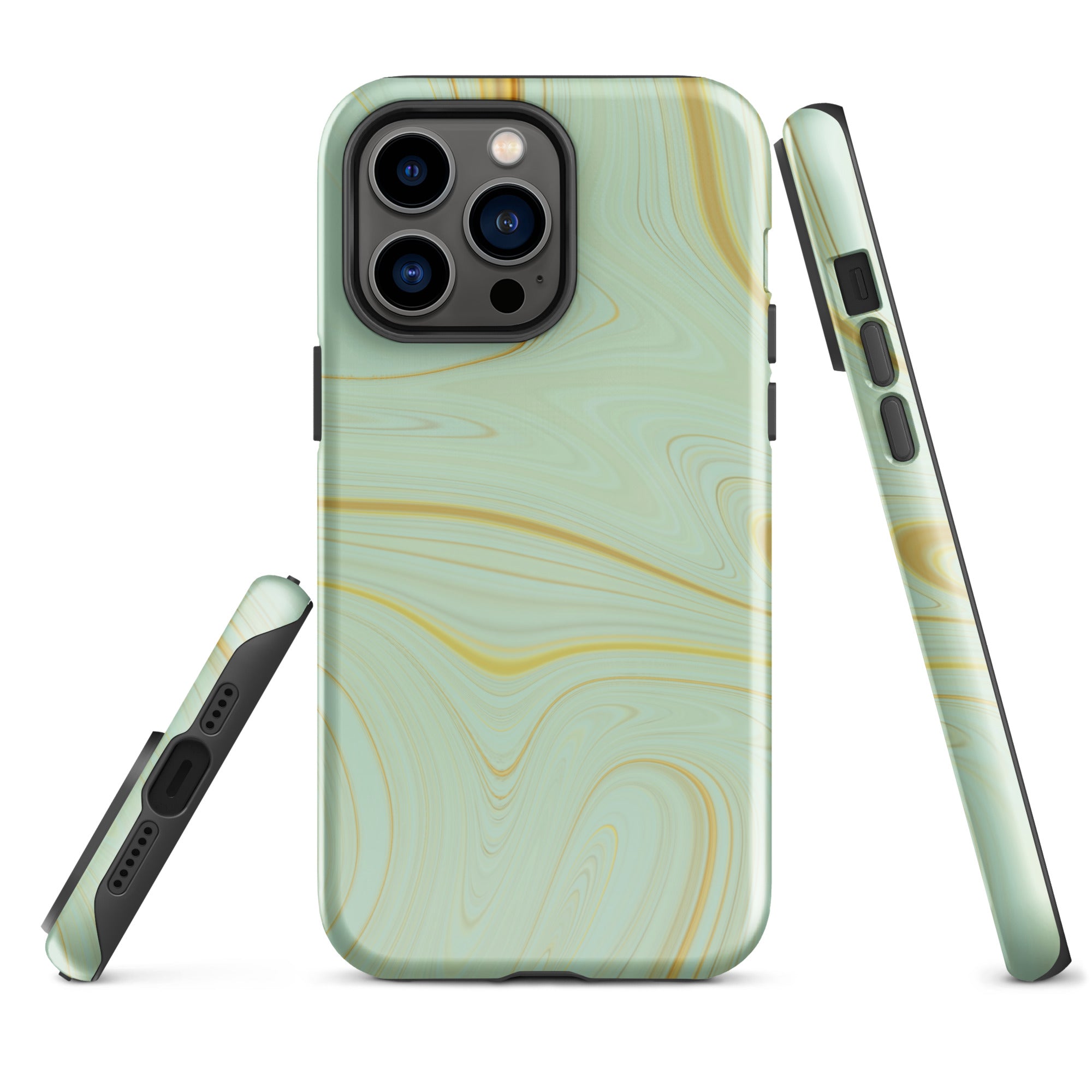 Tough Case for iPhone®- Liquid Gold Marble Green