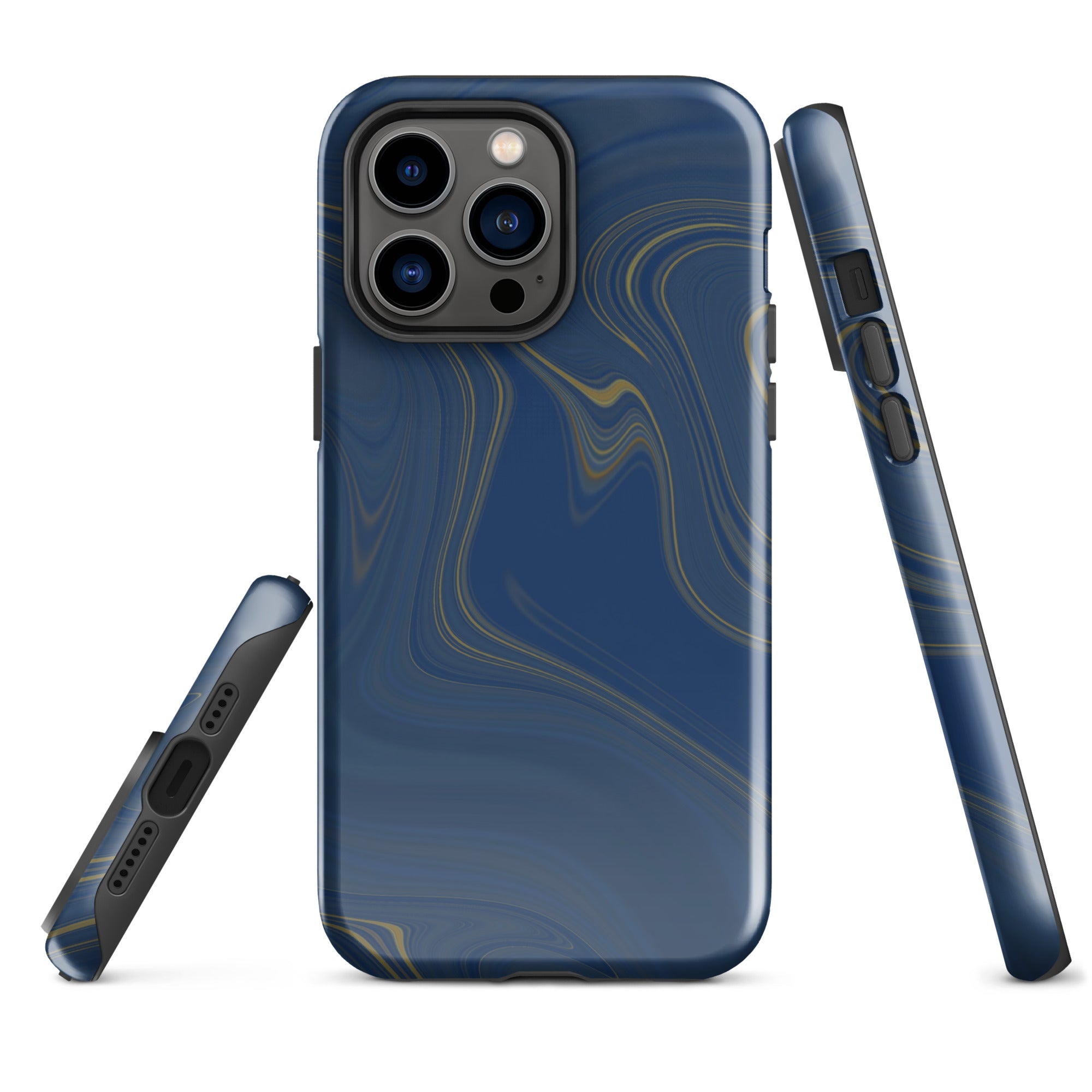 Tough Case for iPhone®- Liquid Gold Marble Blue