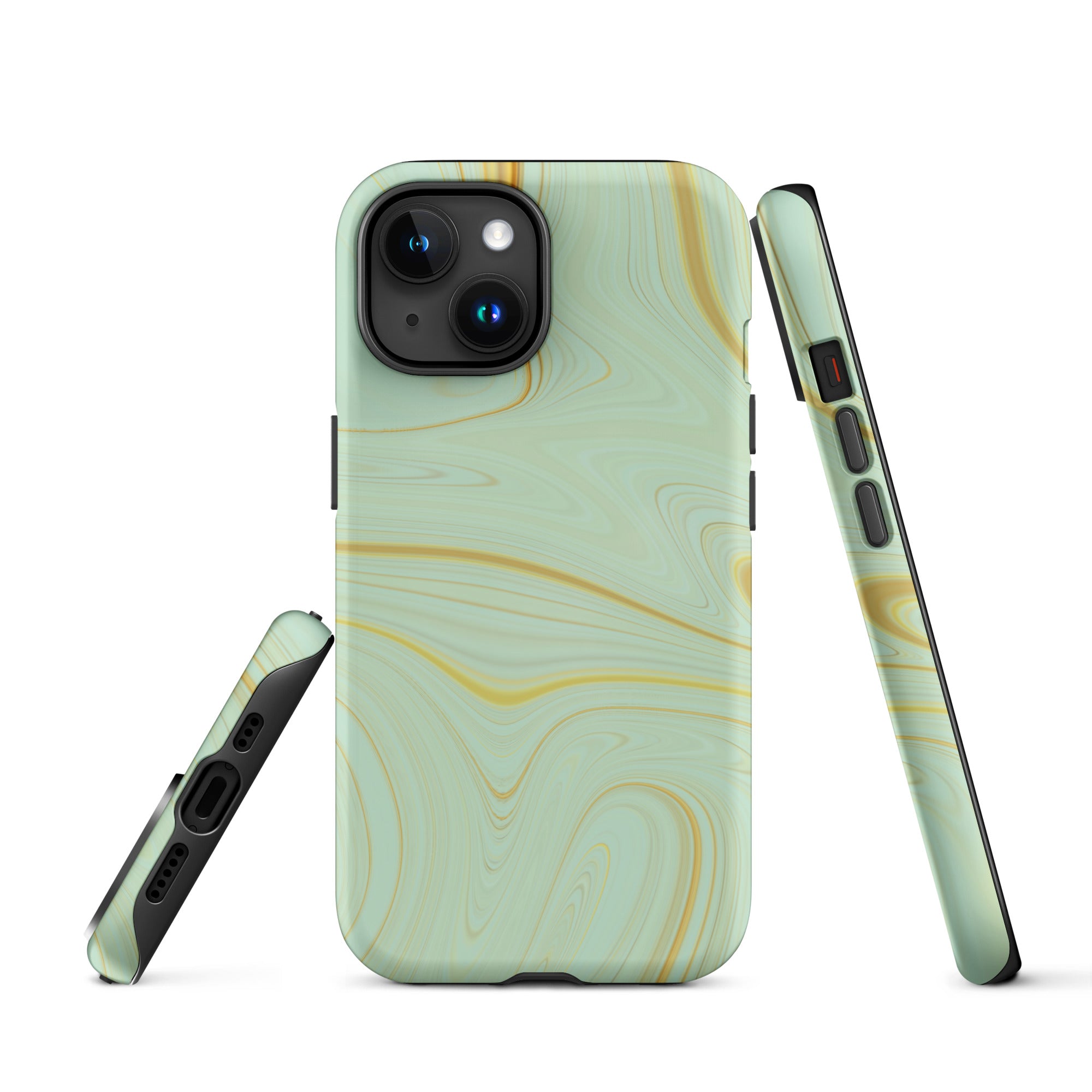 Tough Case for iPhone®- Liquid Gold Marble Green