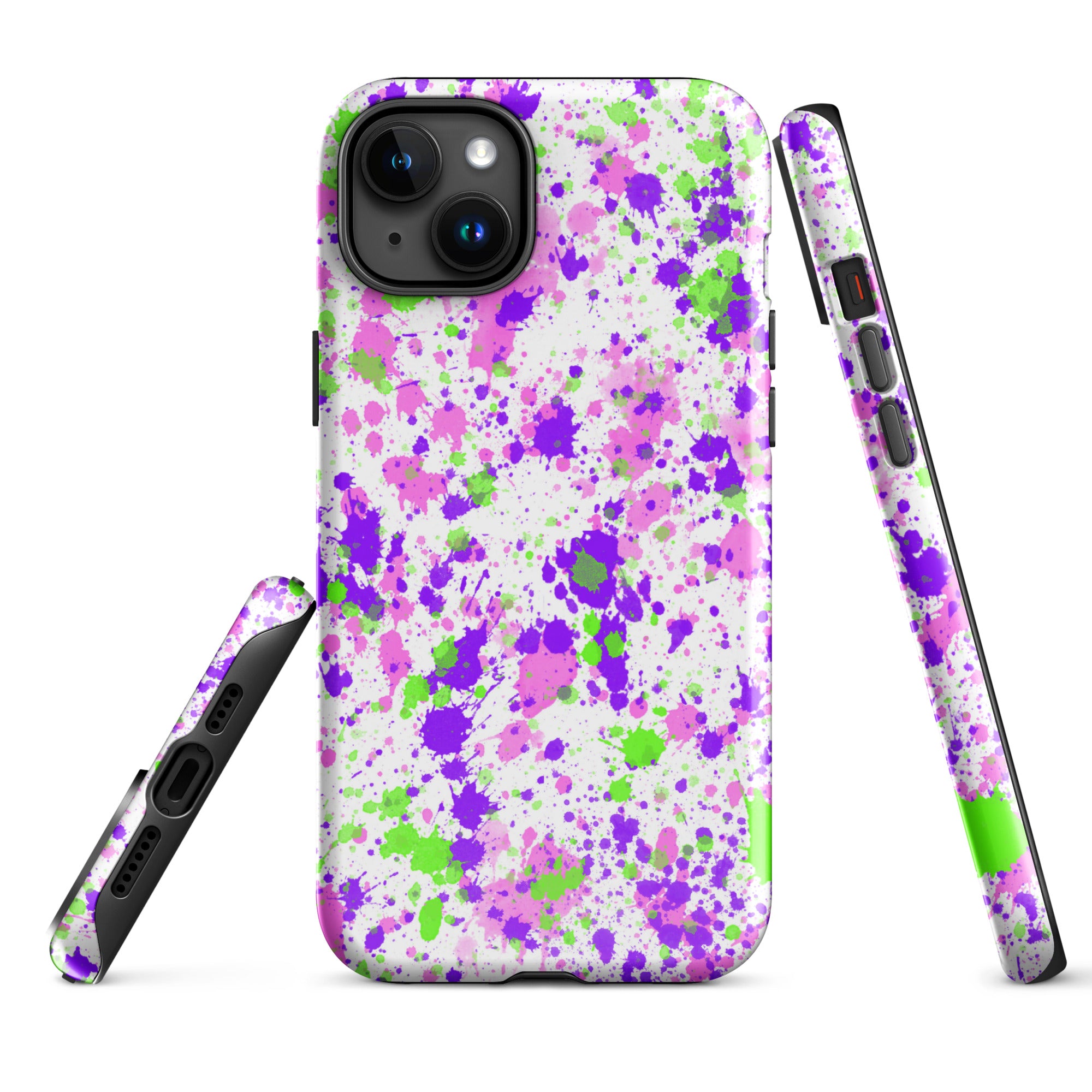 Tough Case for iPhone®- Paint Splatter Purple