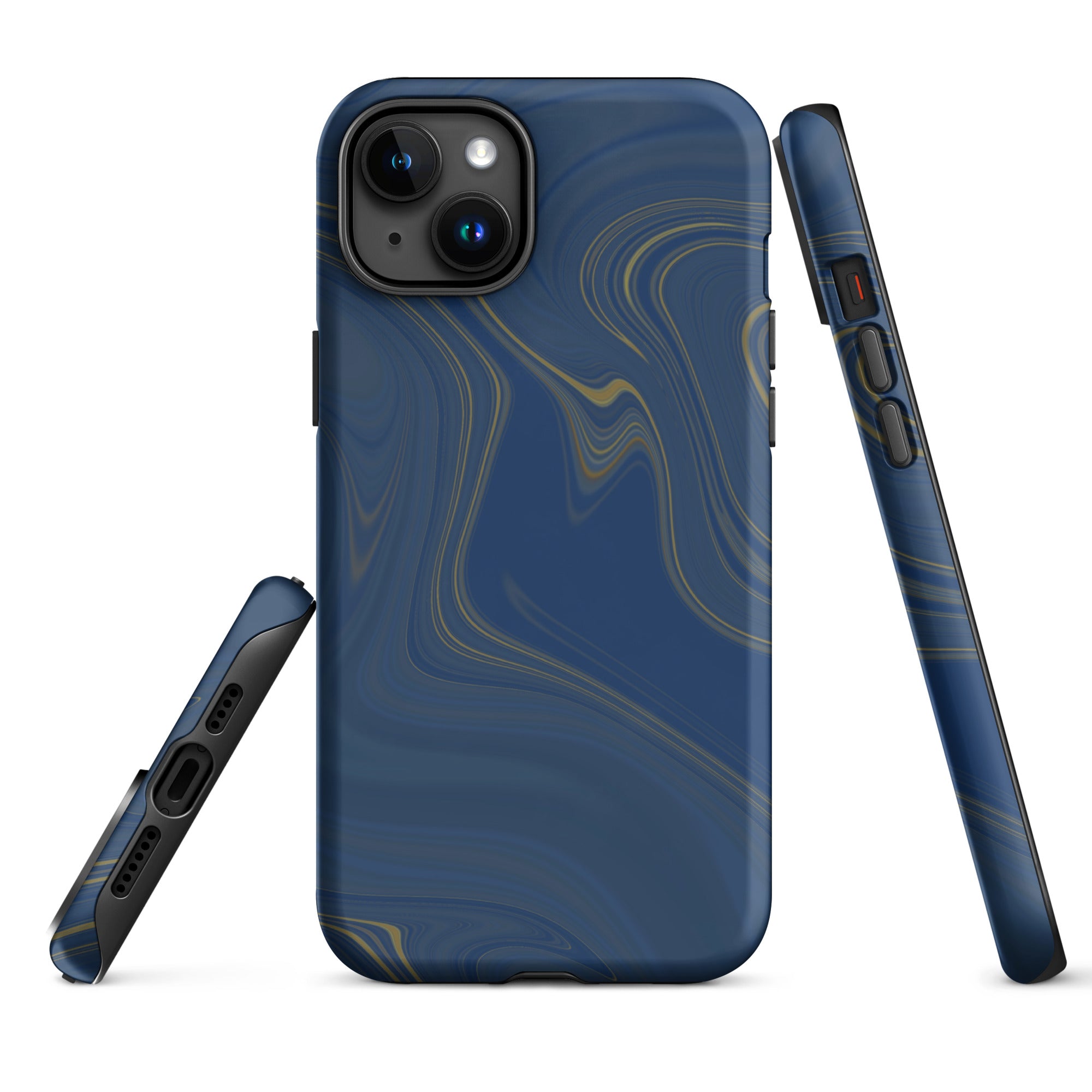Tough Case for iPhone®- Liquid Gold Marble Blue