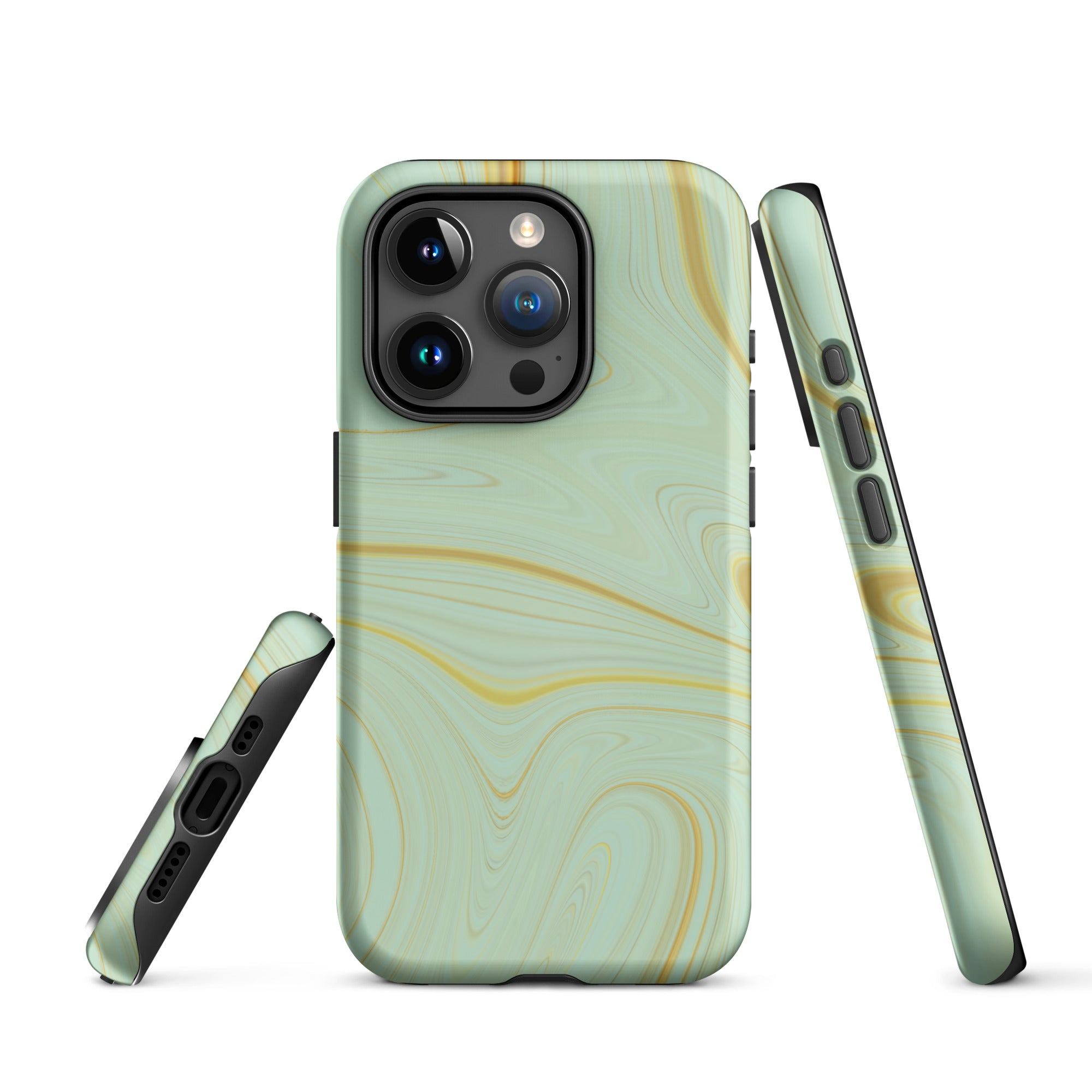 Tough Case for iPhone®- Liquid Gold Marble Green