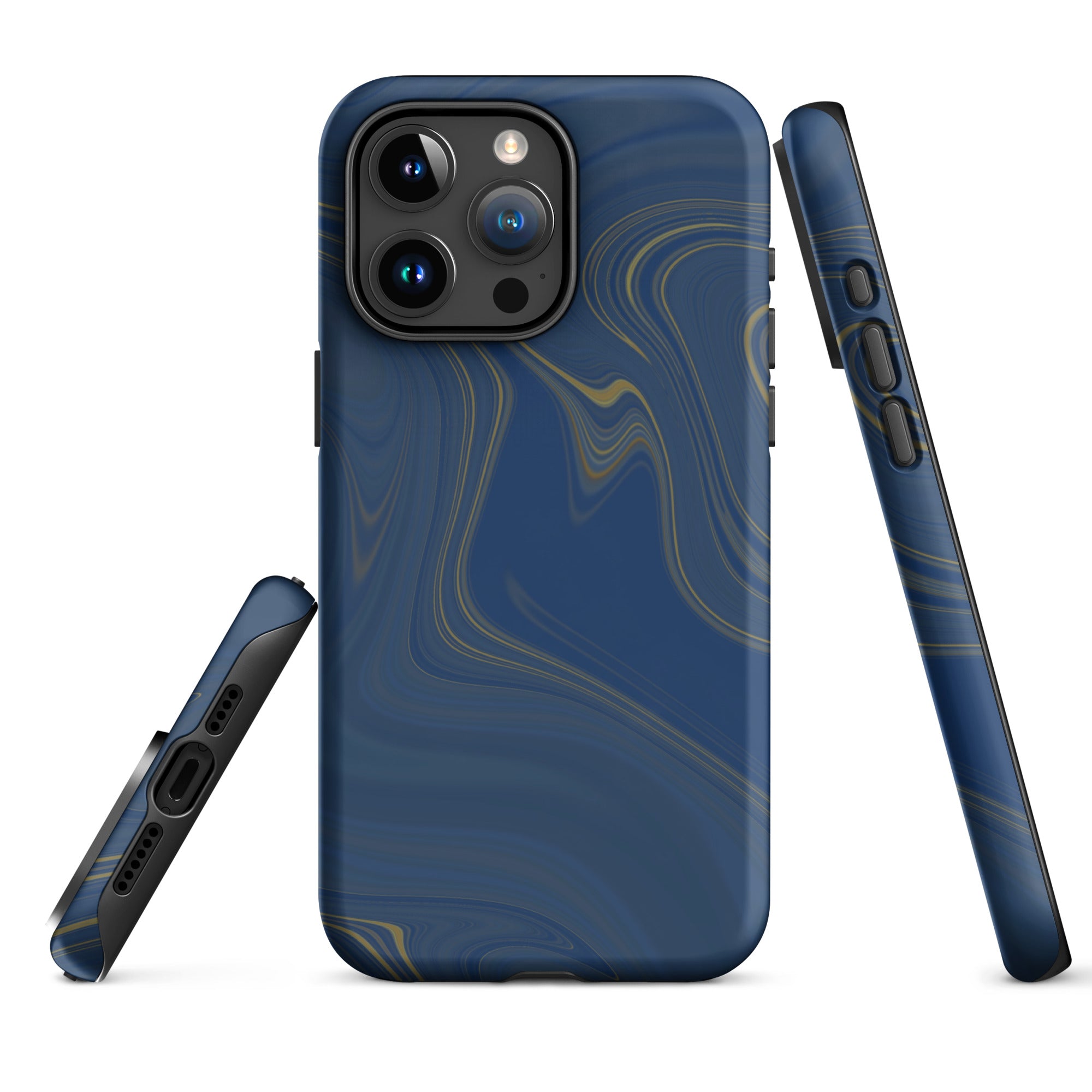 Tough Case for iPhone®- Liquid Gold Marble Blue