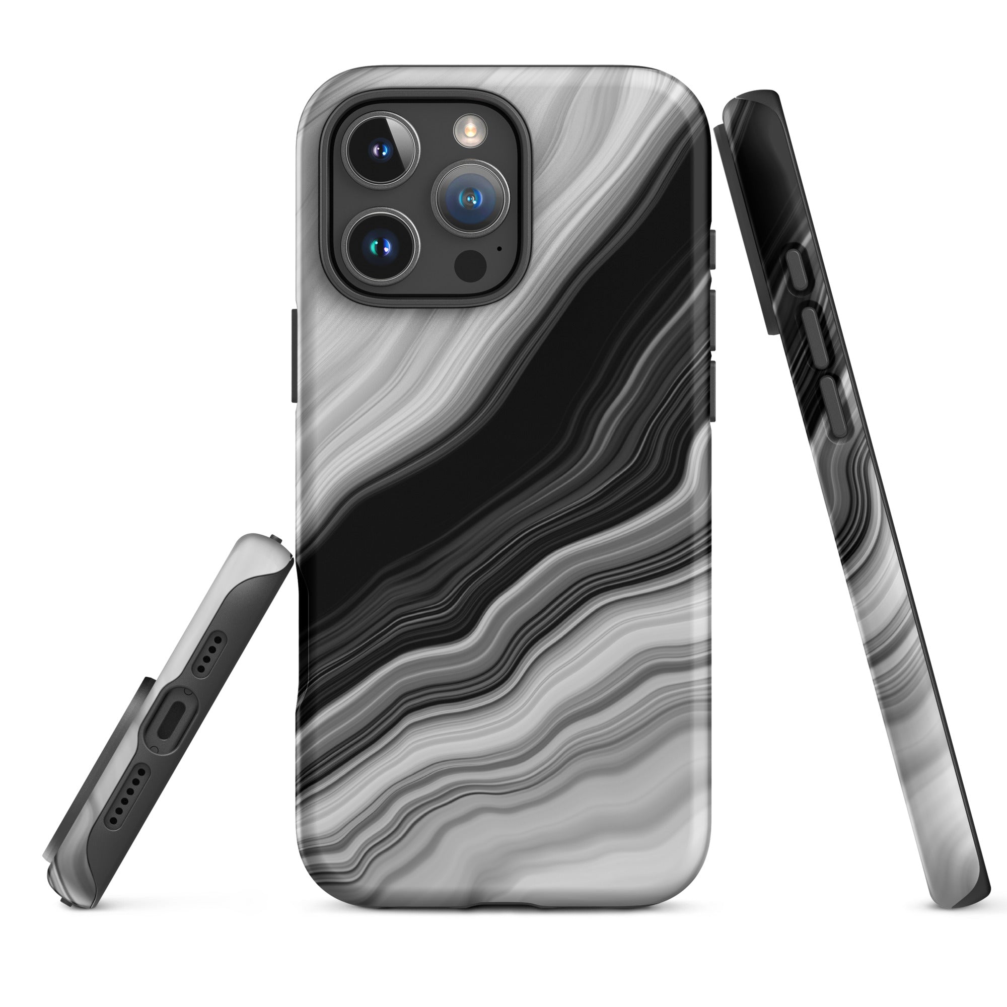 Tough Case for iPhone®- Liquid Marble Black
