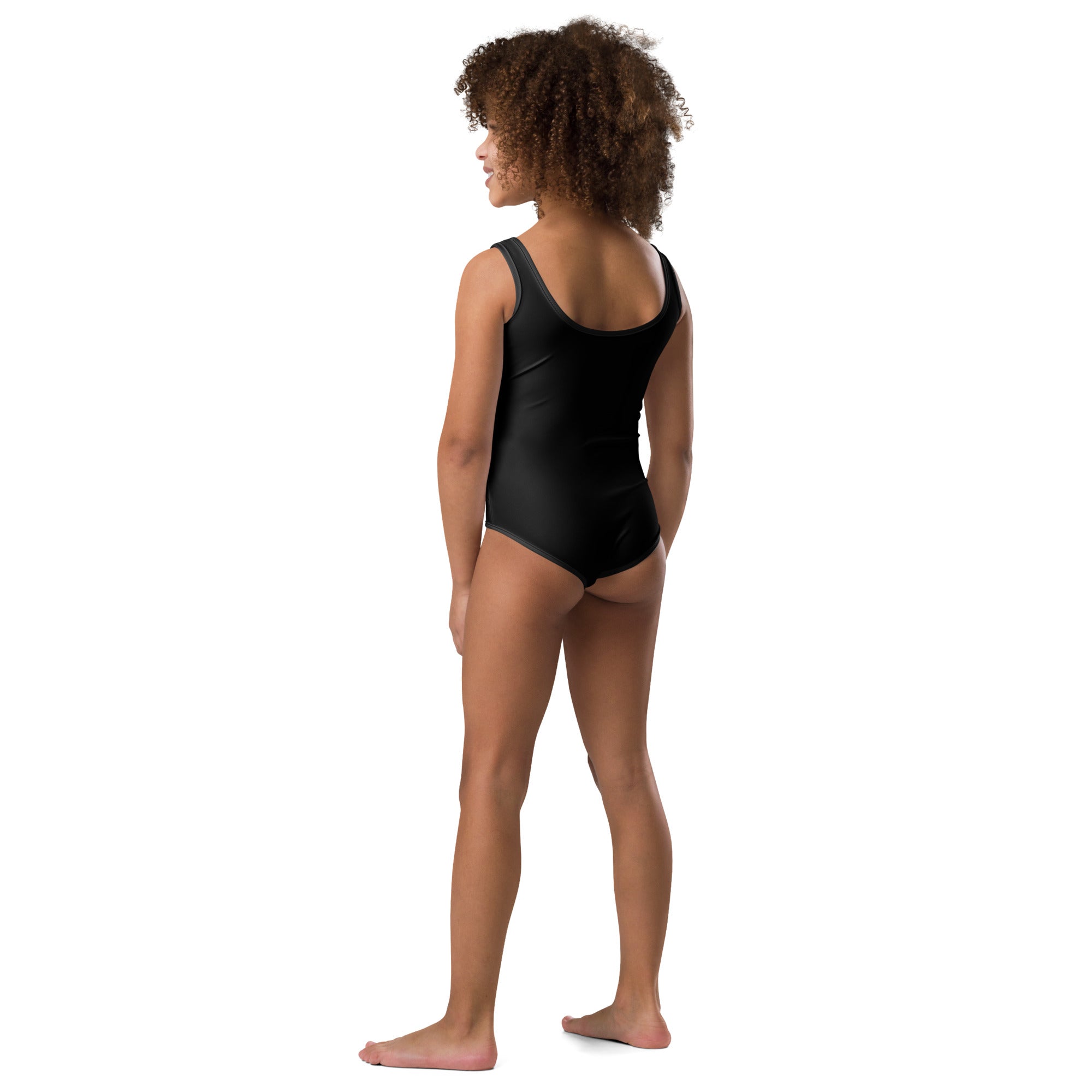 All Over Print Kids Swimsuit Black