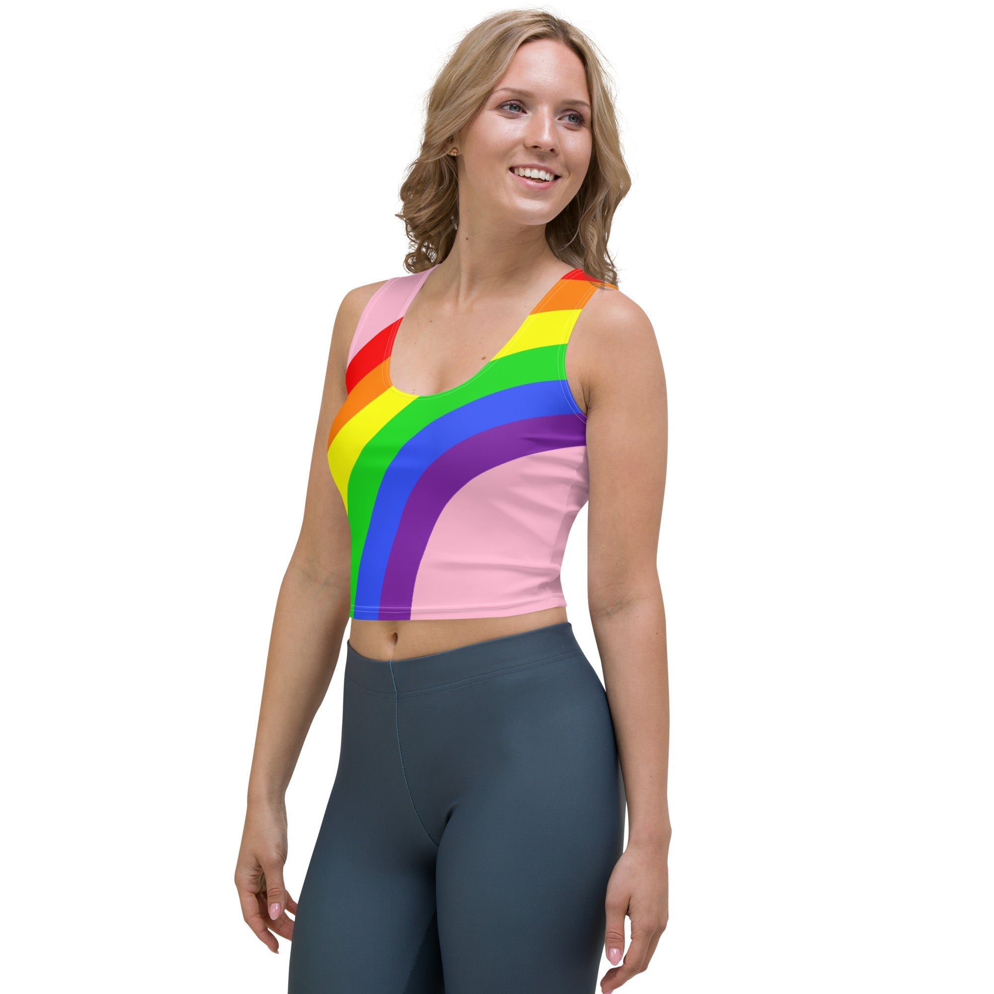 Crop Top Rainbow on Pink
