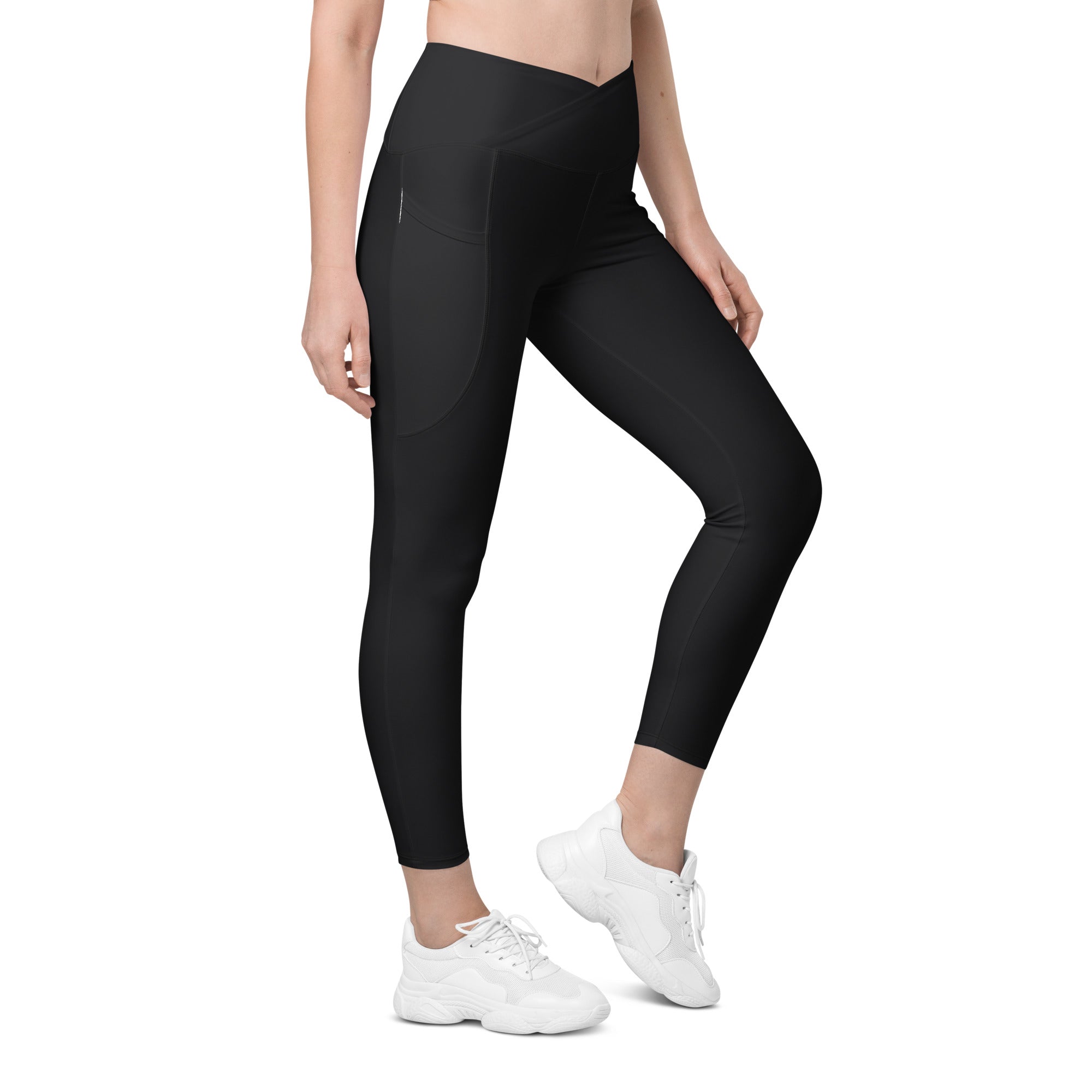 Crossover leggings with pockets Black