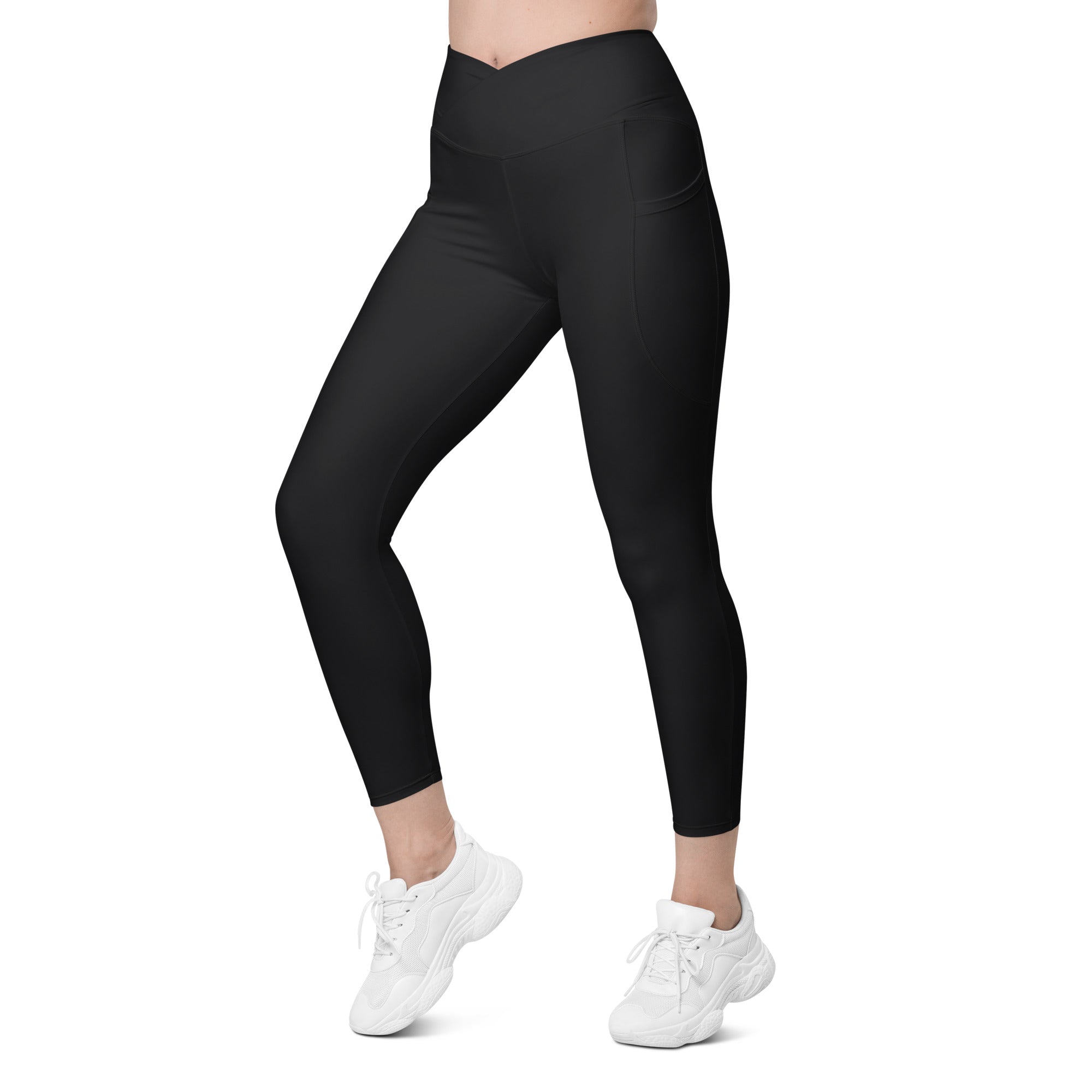 Crossover leggings with pockets Black