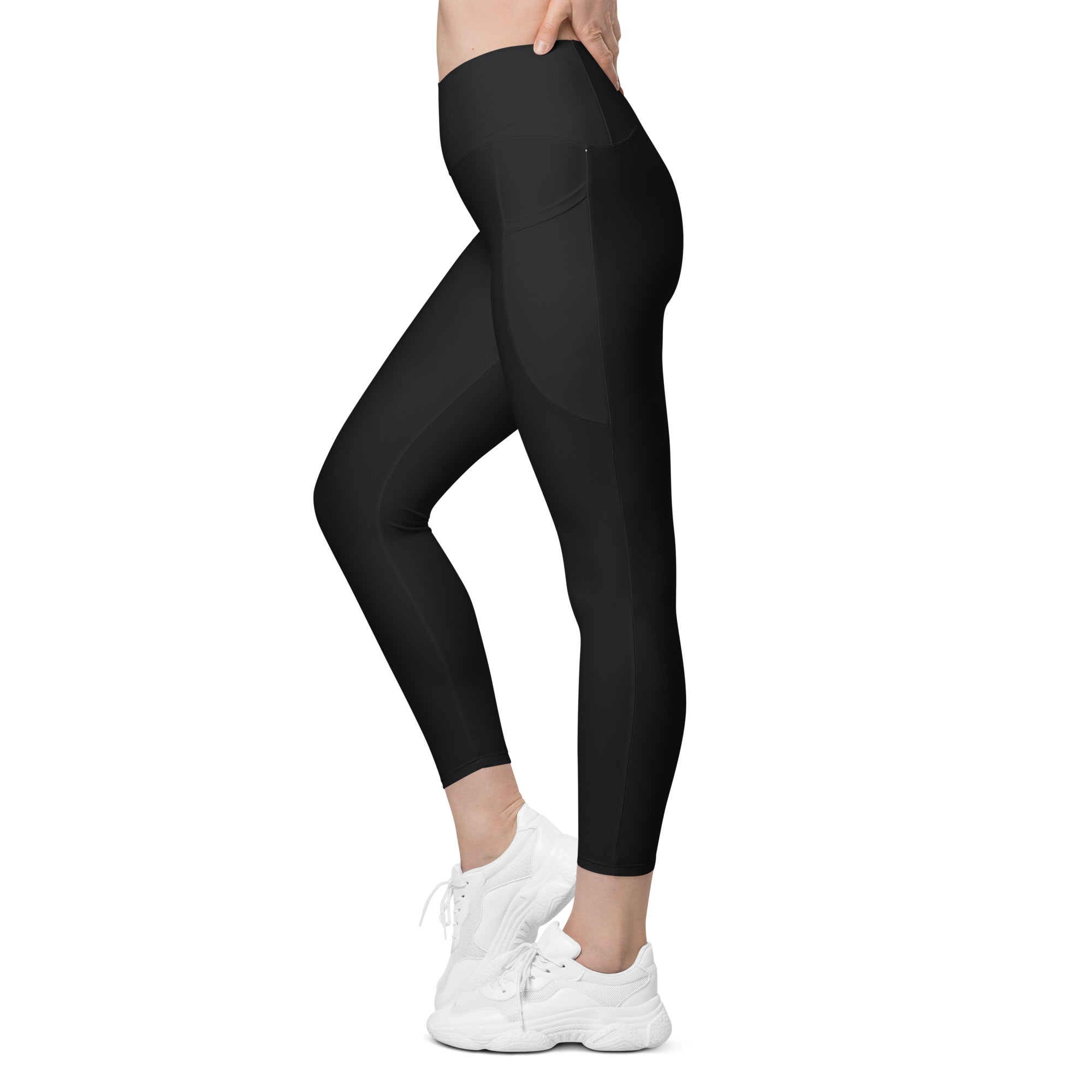 Crossover leggings with pockets Black