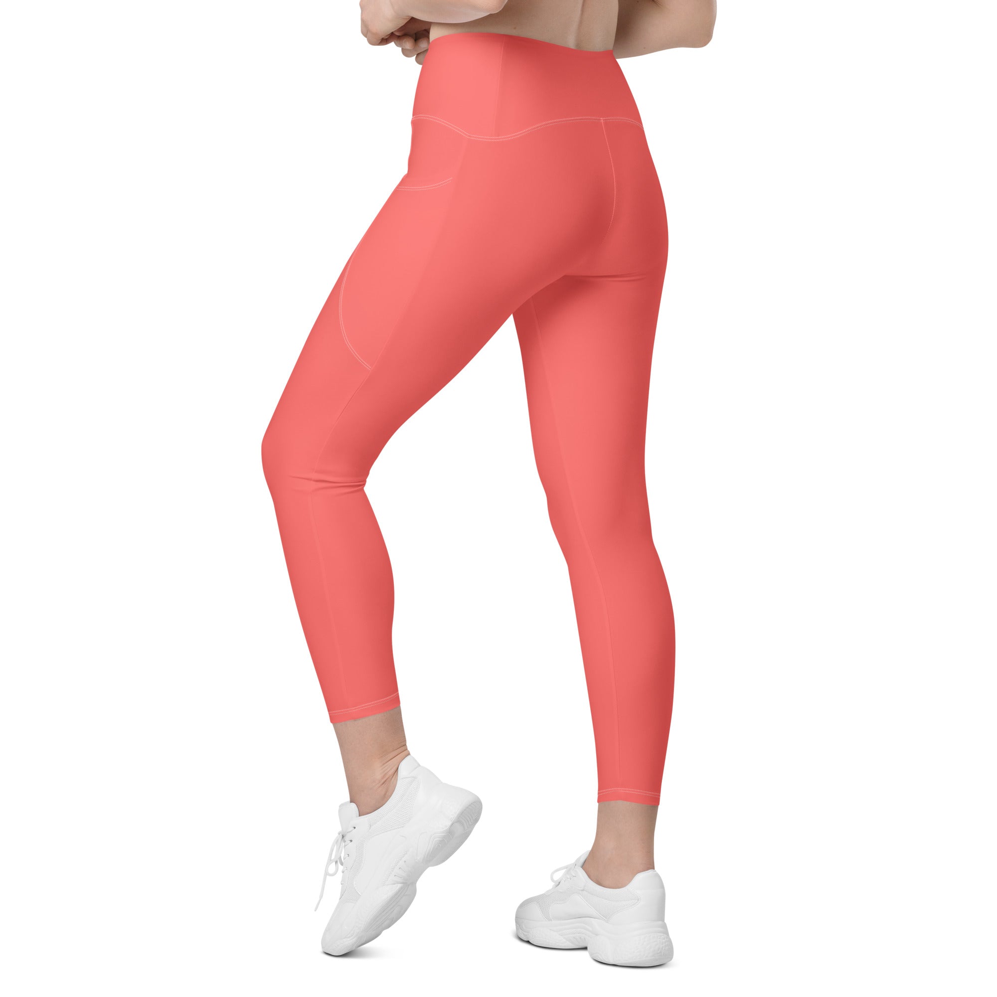 Crossover leggings with pockets Coral