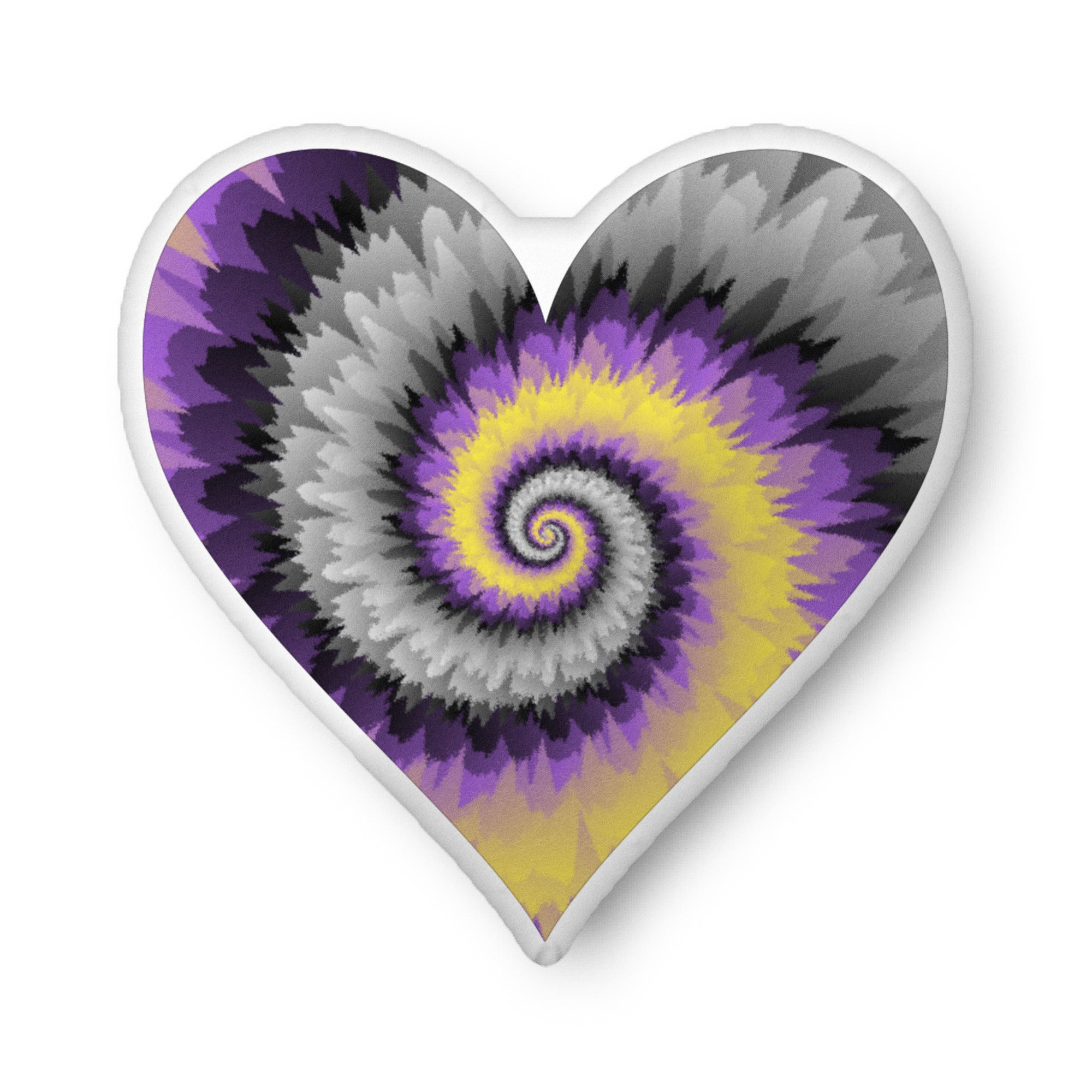 Custom shaped pillow Tie Dye Nonbinary Heart