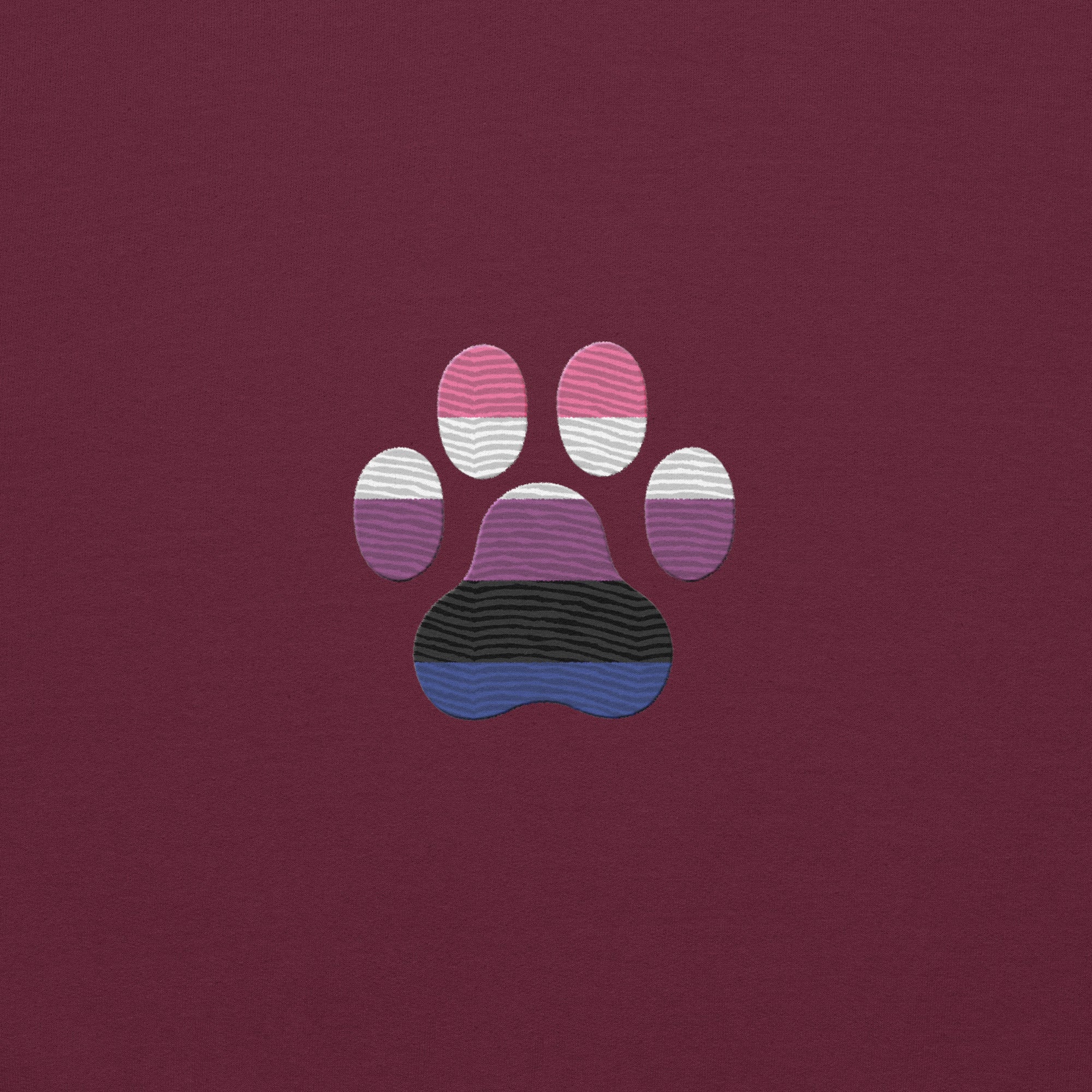 Dog Paw Embroidered Unisex Sweatshirt Genderfluid