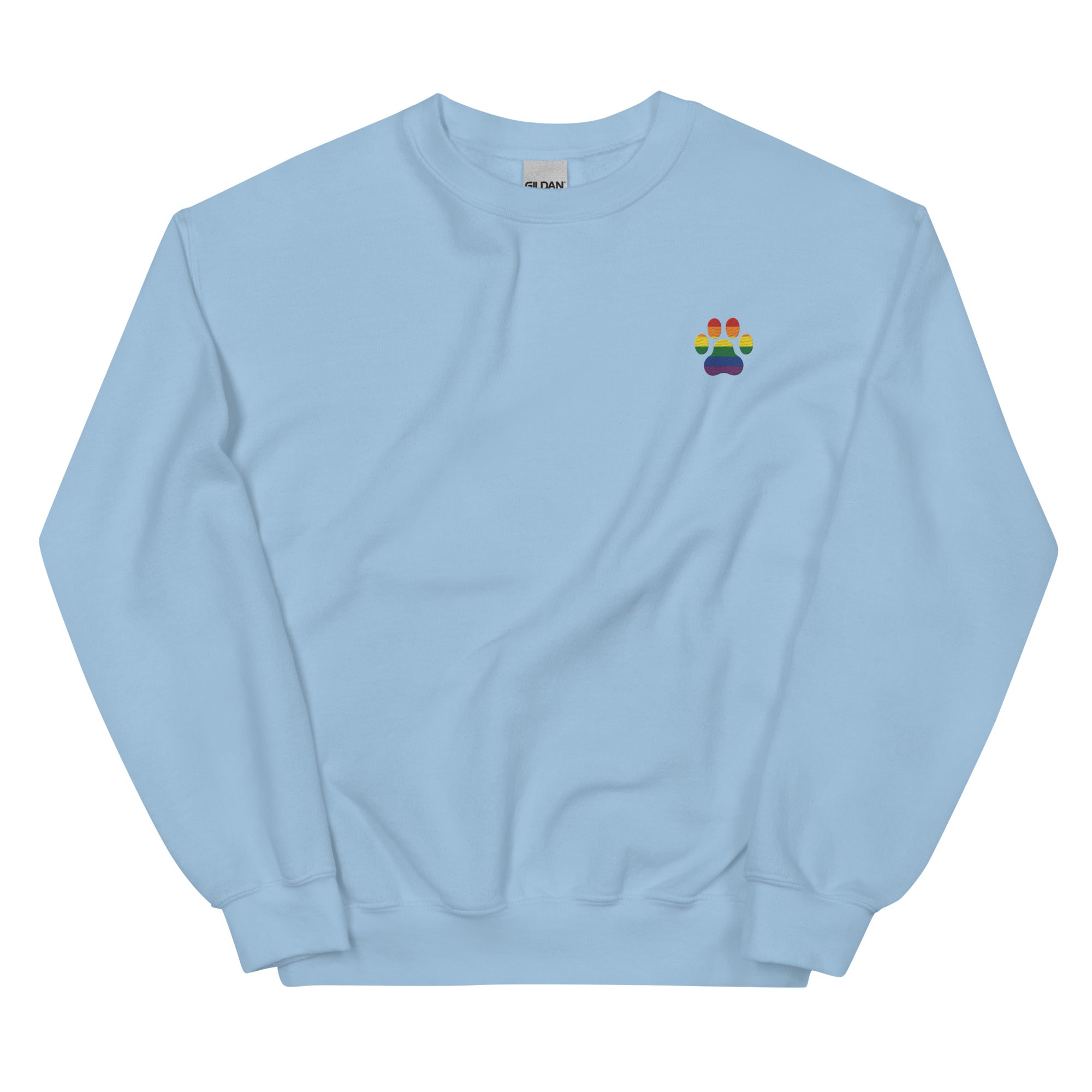 Dog Paw Embroidered Unisex Sweatshirt Rainbow