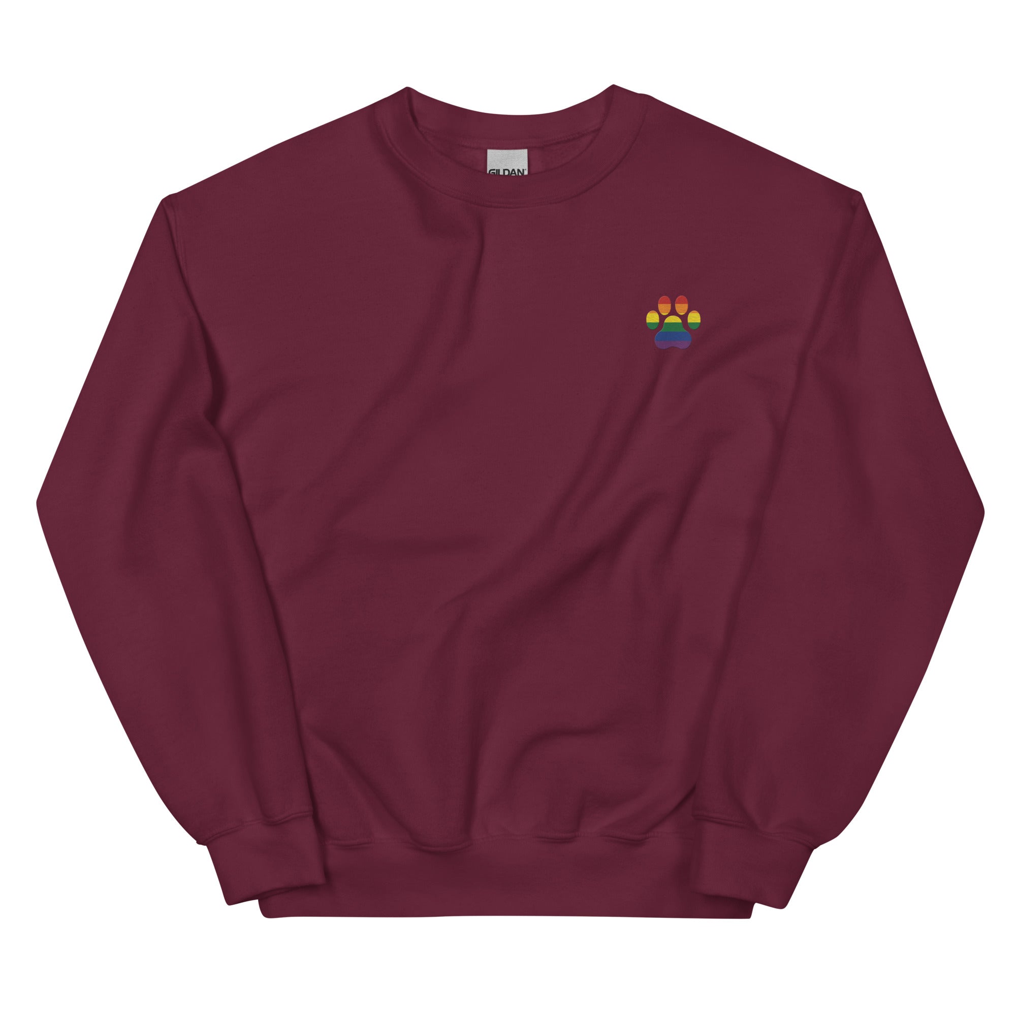 Dog Paw Embroidered Unisex Sweatshirt Rainbow
