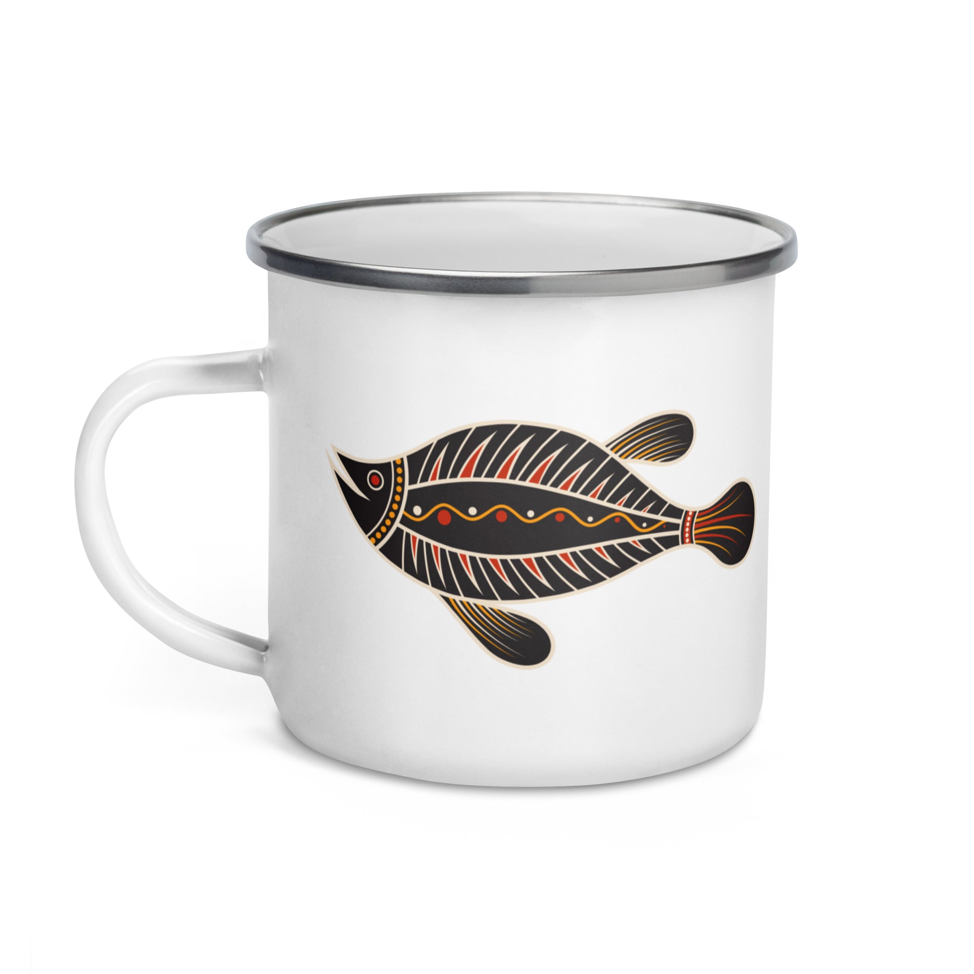 Enamel Mug Australian Tribal Painting Fish Figure I