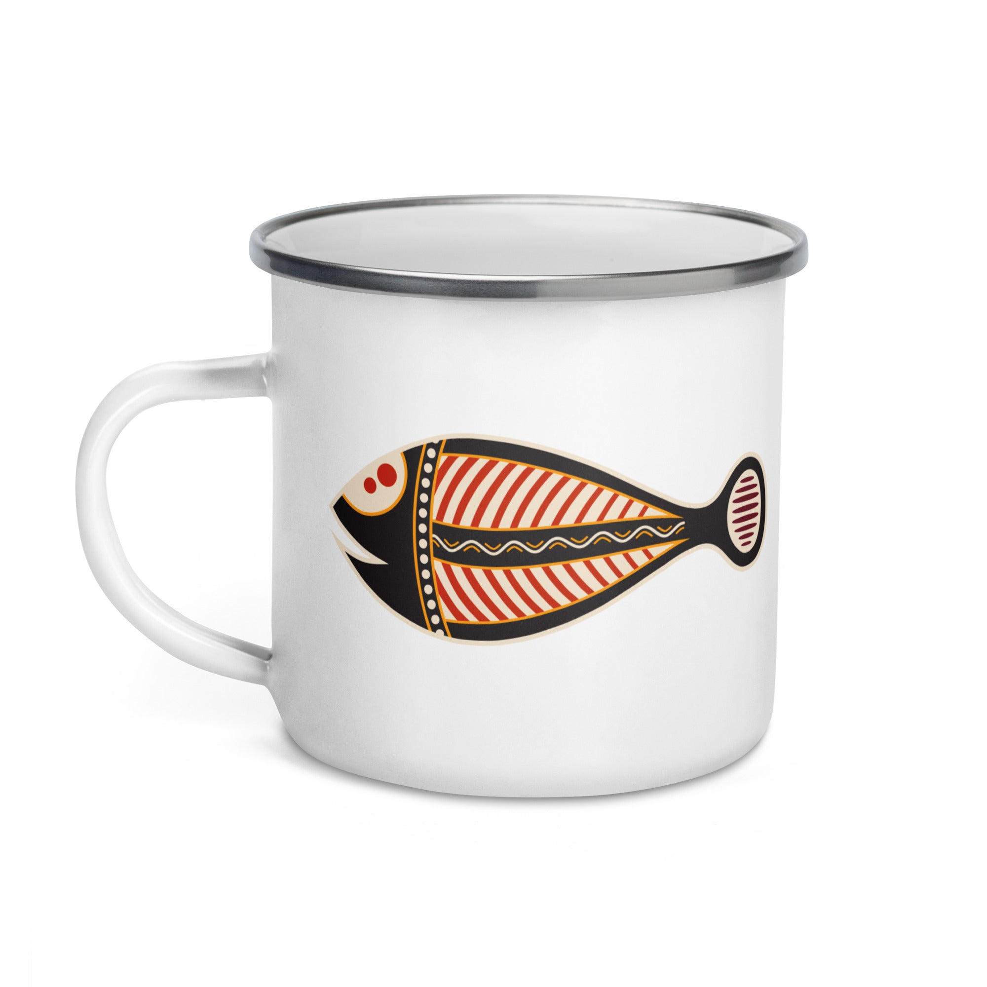 Enamel Mug Australian Tribal Painting Fish Figure IV