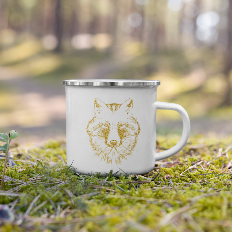 Enamel Mug Golden Wolf