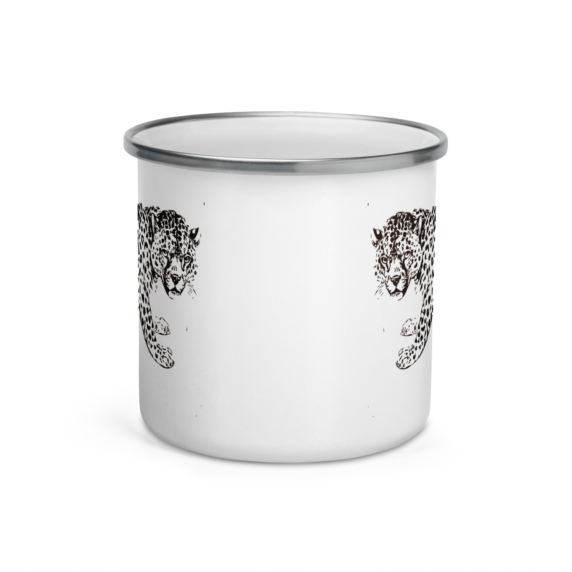 Enamel Mug Hand Drawn Jaguar Mono