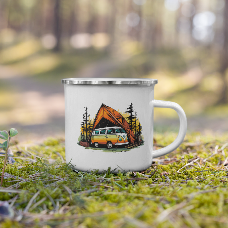 Enamel Mug Vintage Camping Car I
