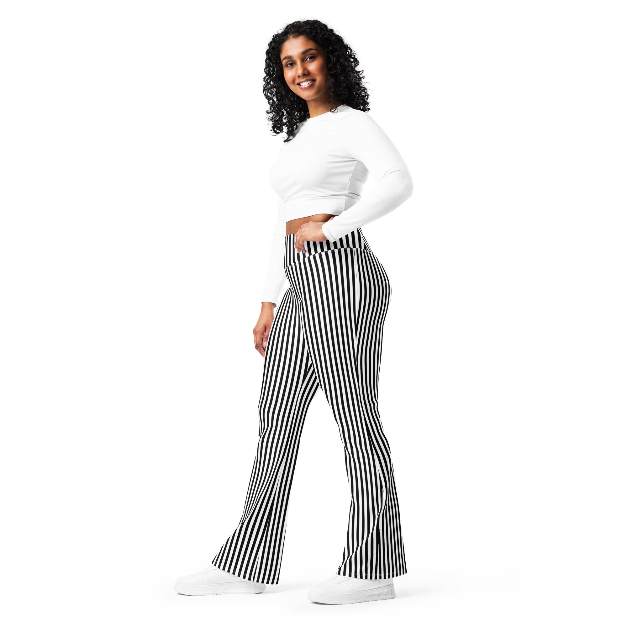Flare leggings White and Black Stripes