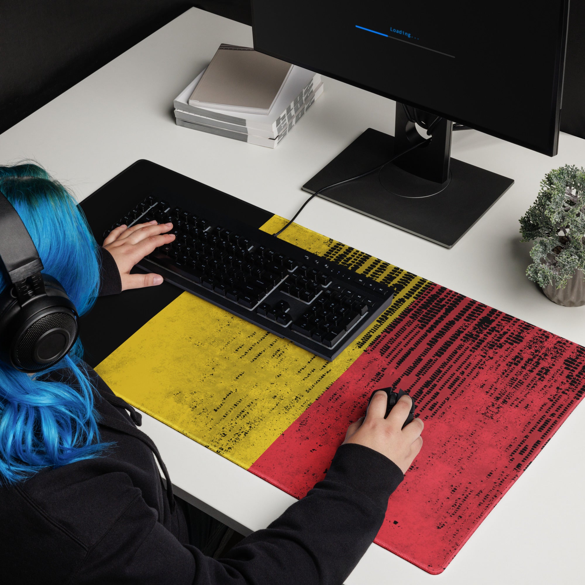 Gaming mouse pad Belgium Flag with grunge effect