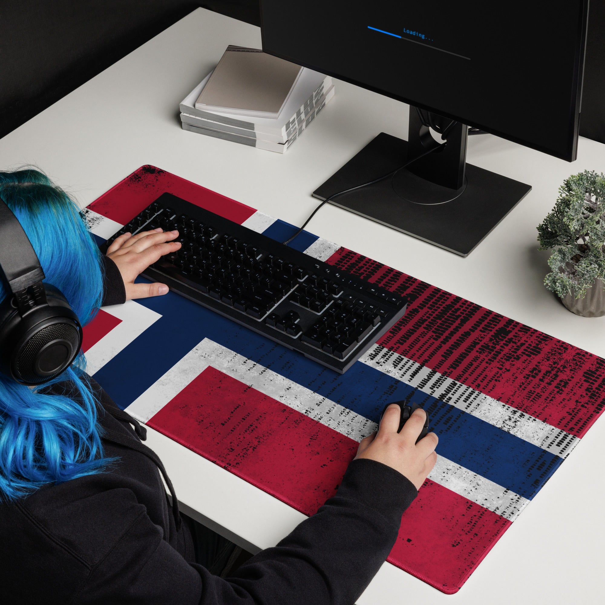 Gaming mouse pad Norway Flag with grunge effect